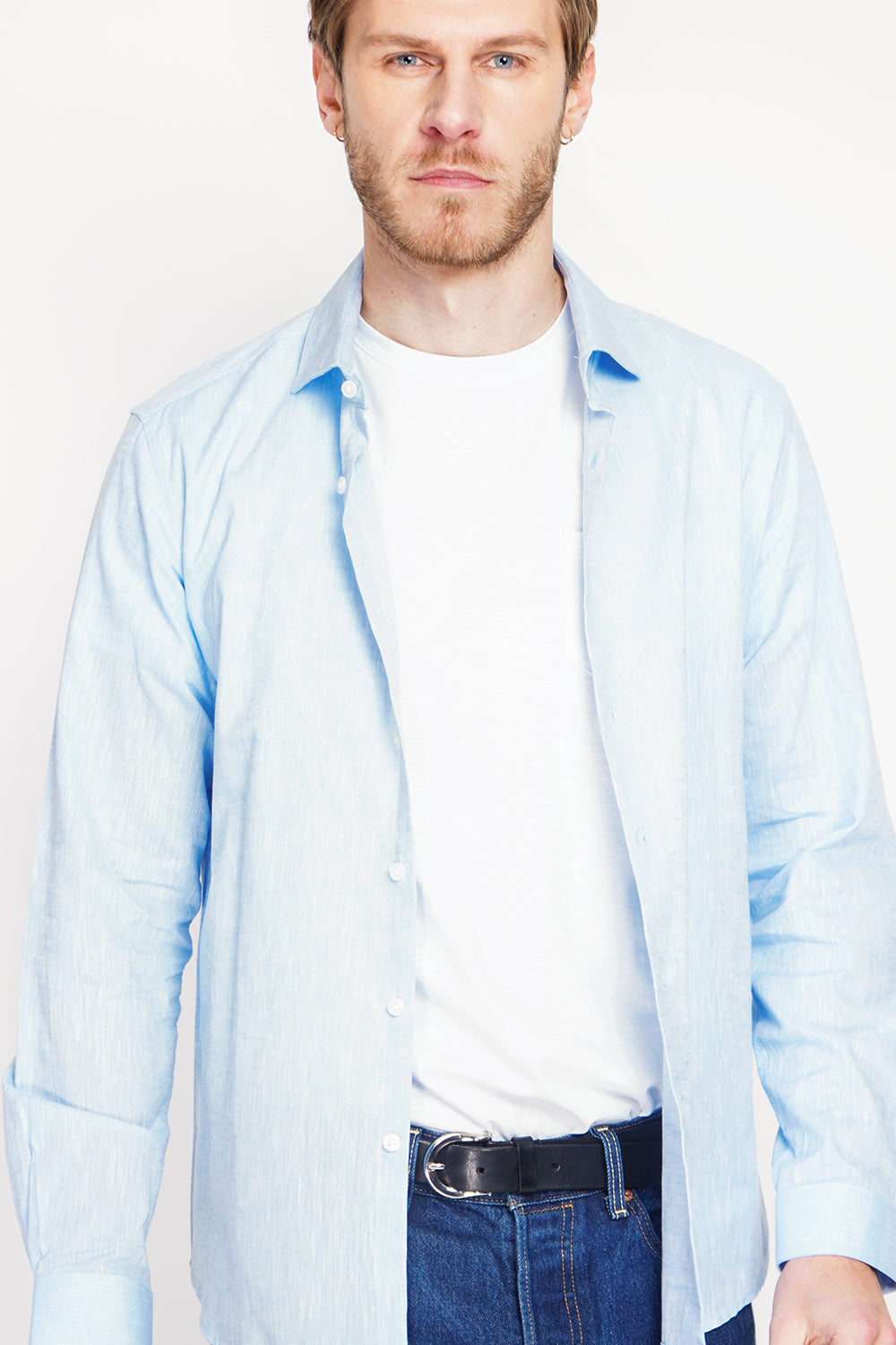 Camicia con collare italiano colore Azzurro