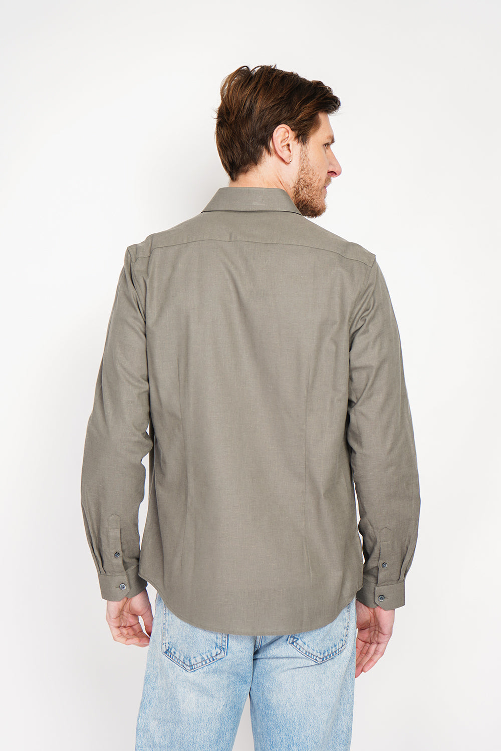 Camicia con collare italiano colore Cachi