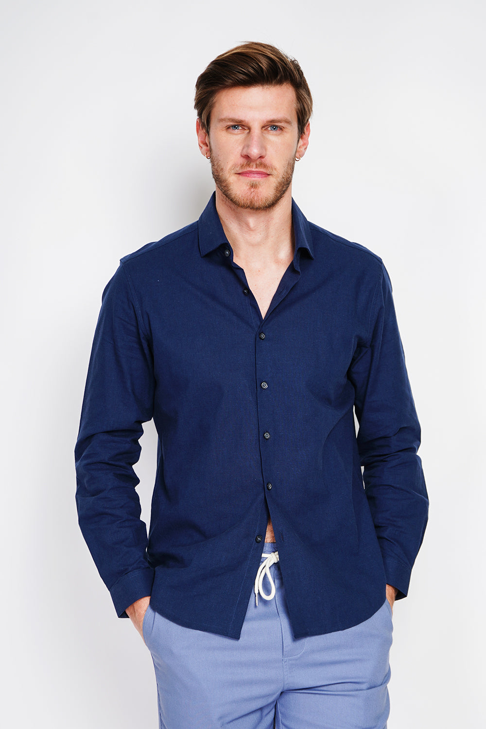 Camicia con collare italiano colore Blu Navy
