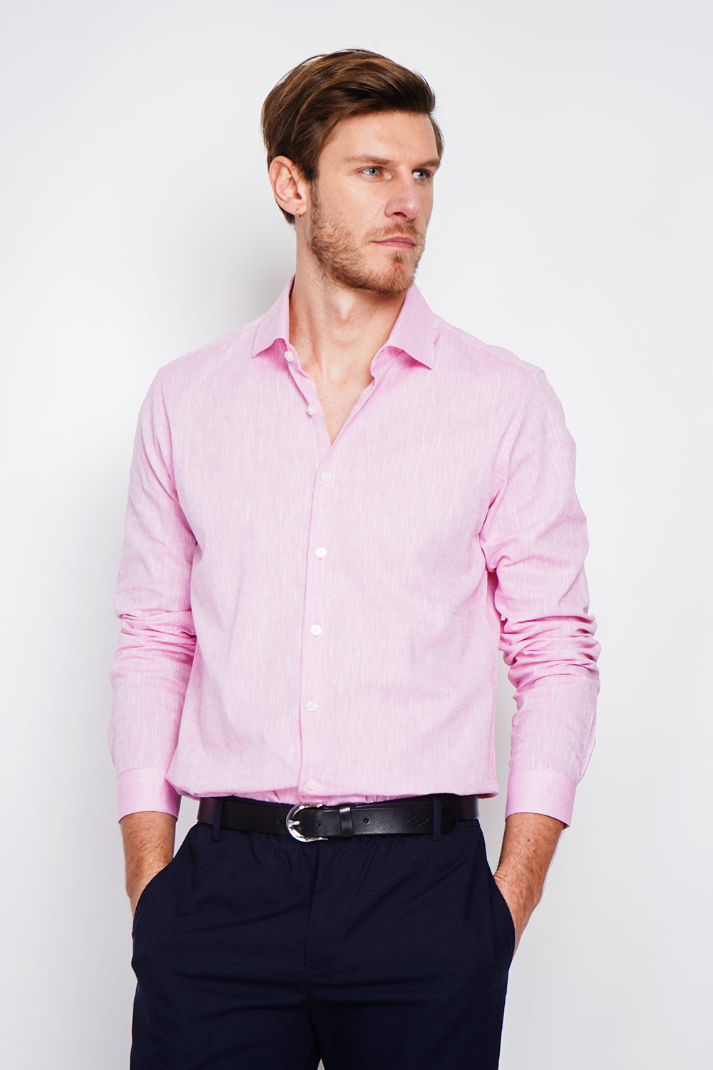 Camicia con collare italiano colore Rosa
