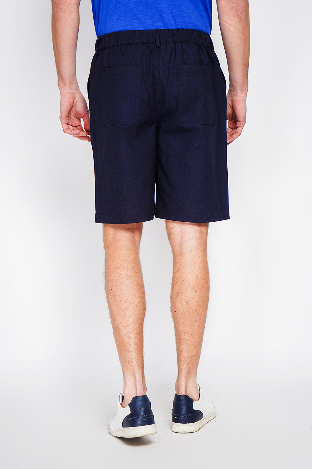 Bermuda pantaloncini, Elastico cintura, colore Blu navy - Secret du Lin