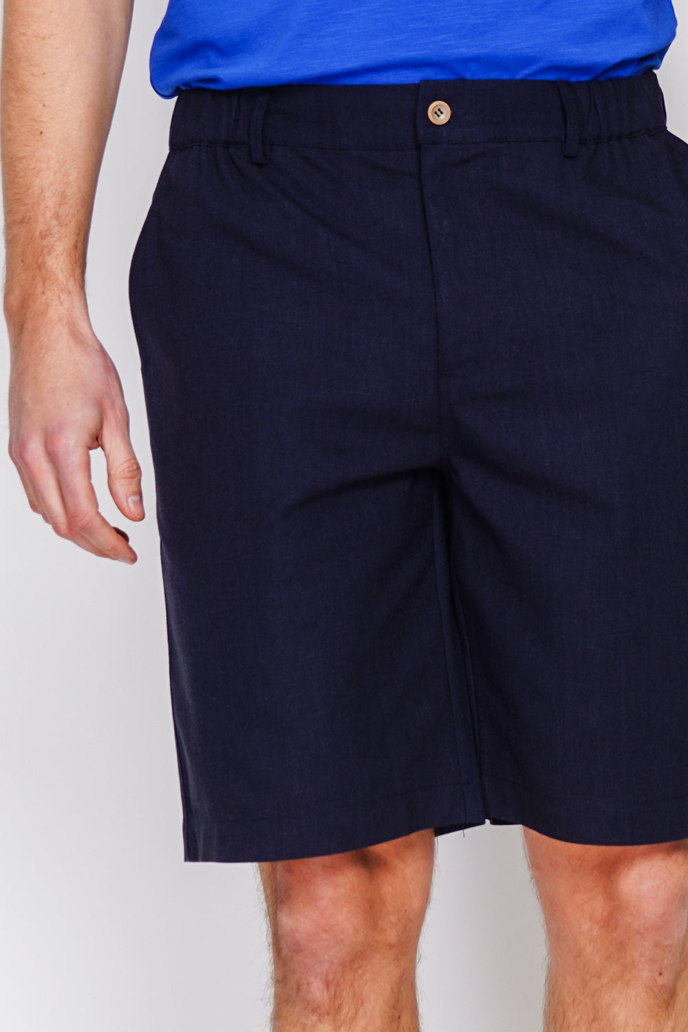 Bermuda pantaloncini, Elastico cintura, colore Blu navy - Secret du Lin