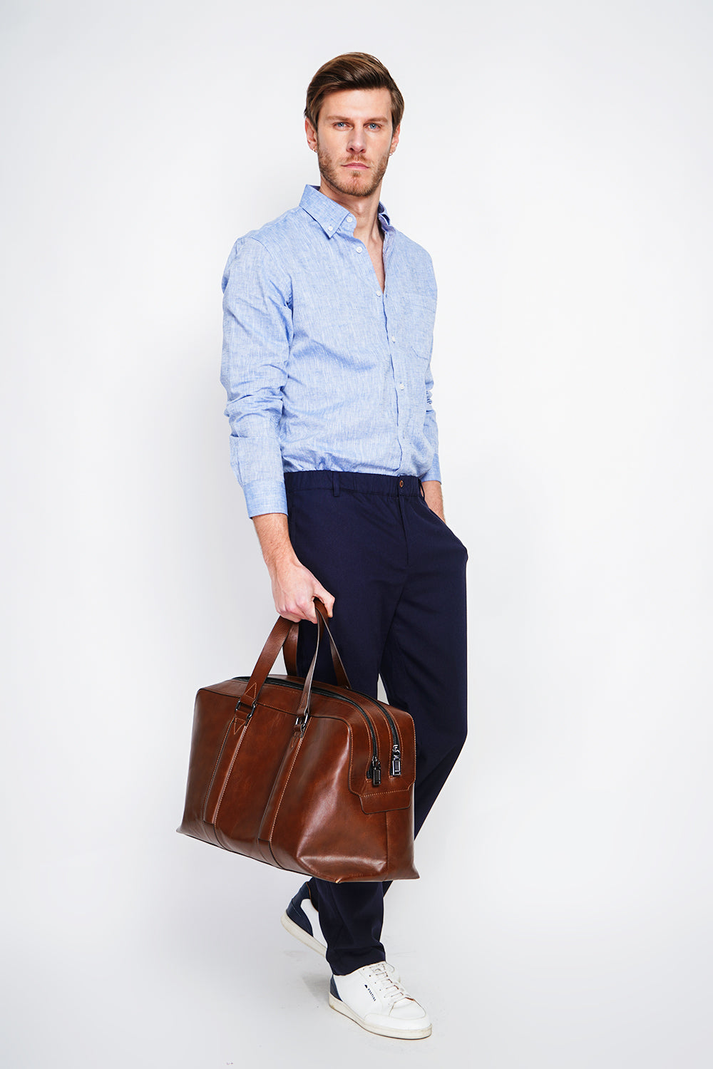 Camicia con taschino classico colore Jeans Blu