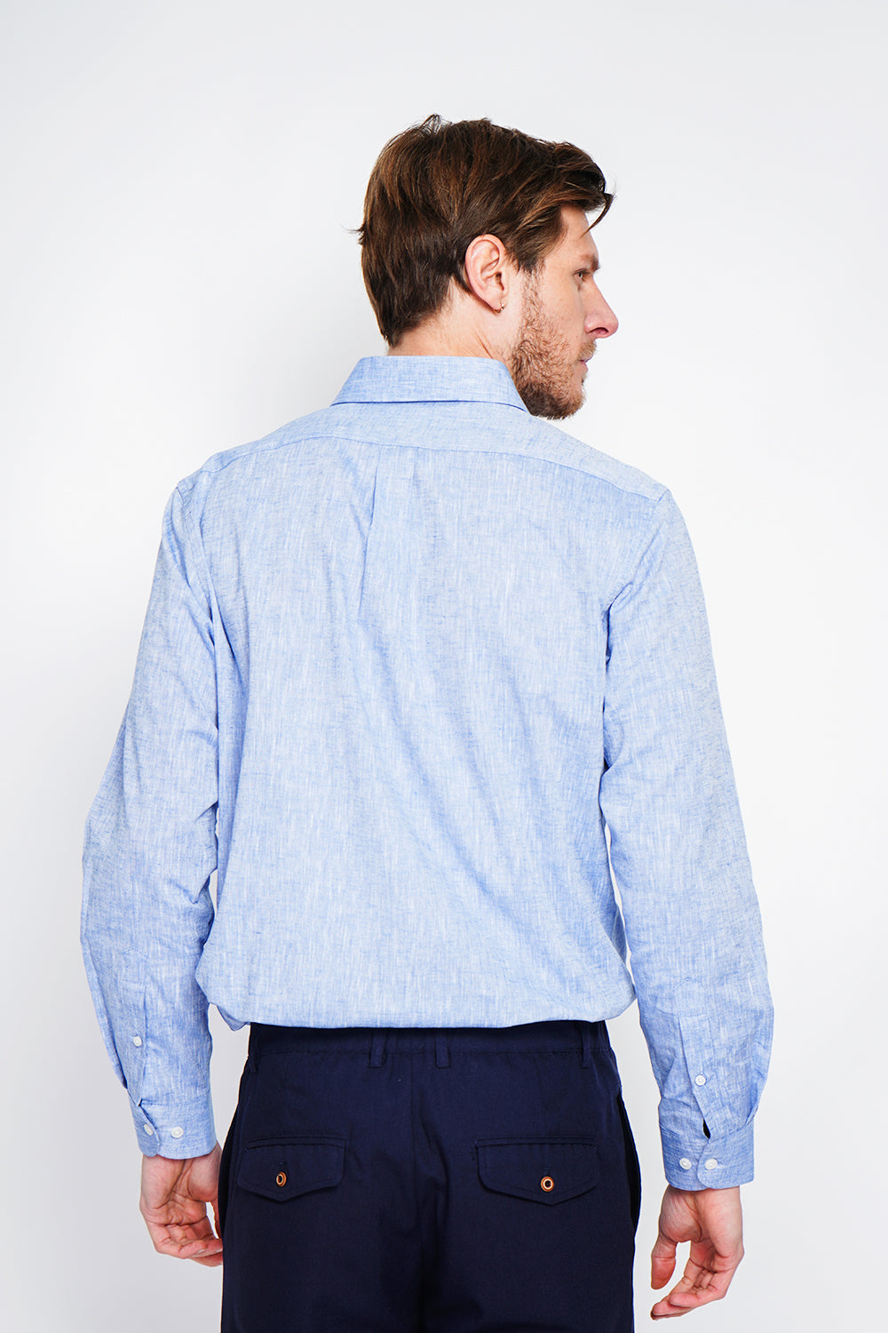 Camicia con taschino classico colore Jeans Blu