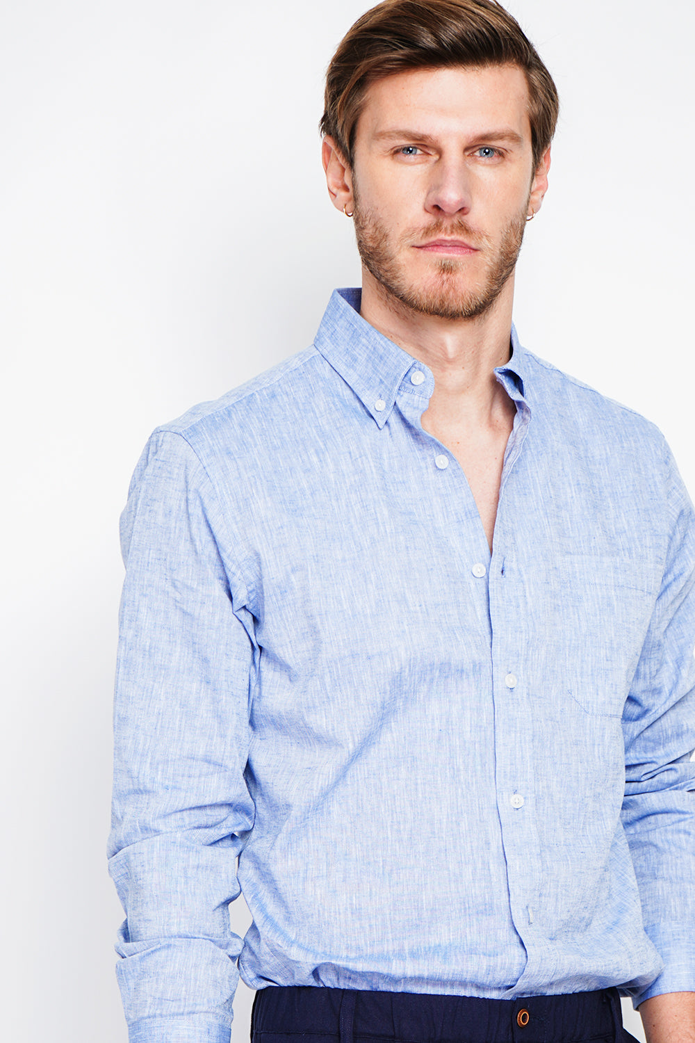 Camicia con taschino classico colore Jeans Blu
