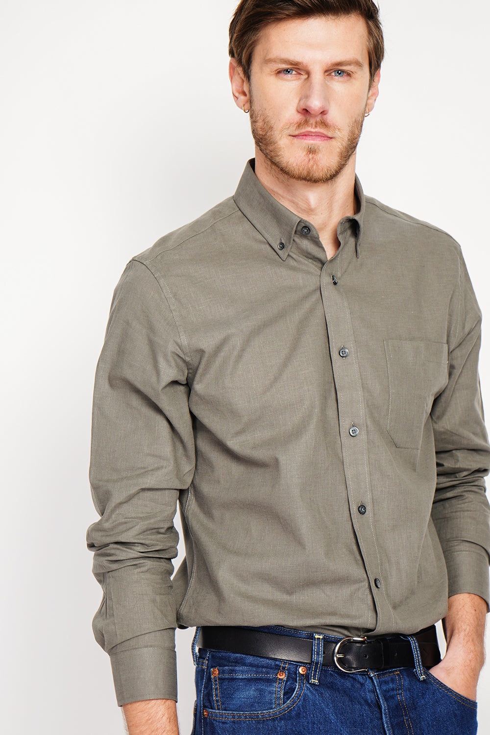 Camicia con taschino classico Cachi