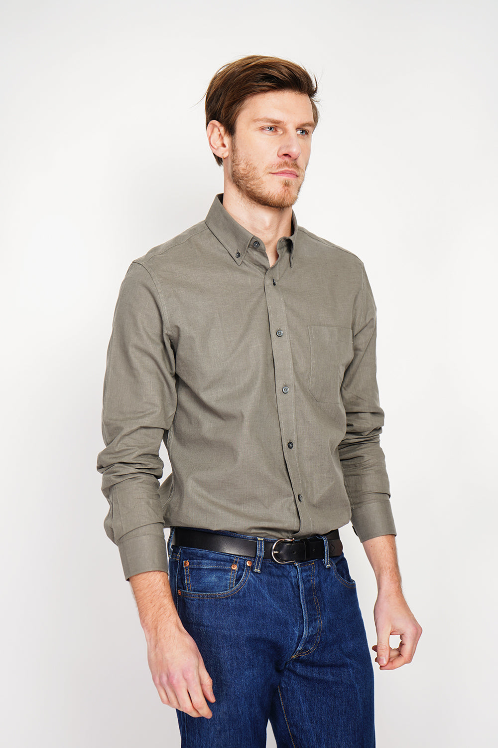 Camicia con taschino classico Cachi