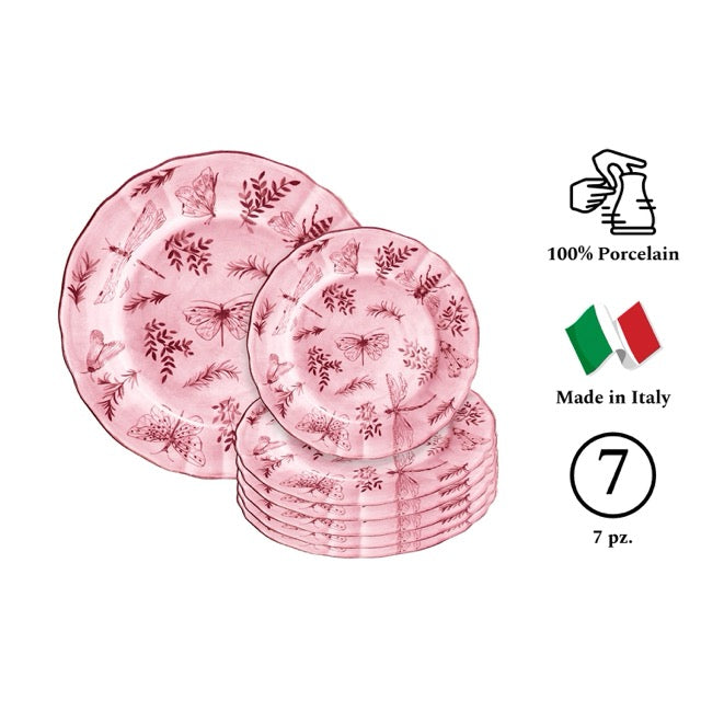 SONIA Vassoio torta + set 6 piatti torta Rosa