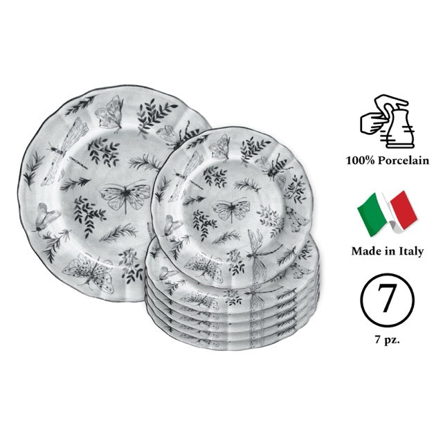 SONIA Vassoio torta + set 6 piatti torta Nero