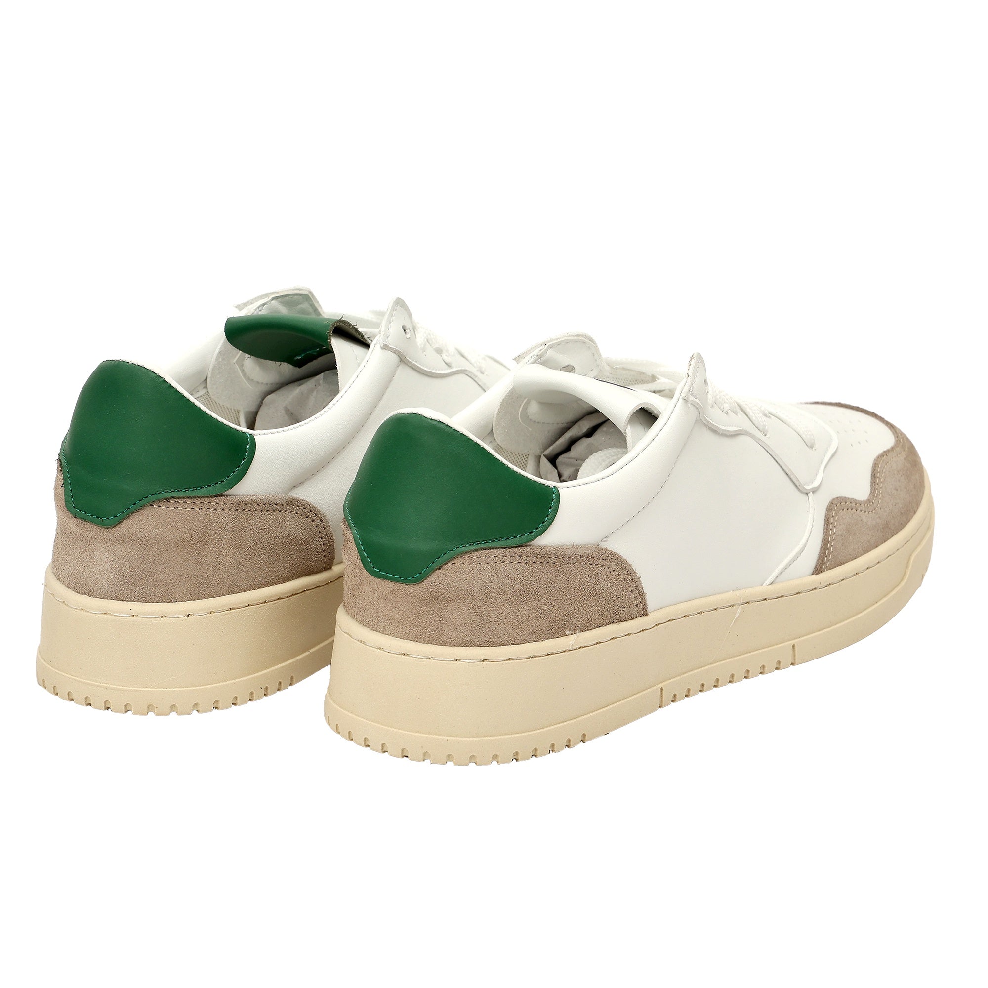 Sneakers in pelle con inserti in camoscio Beige