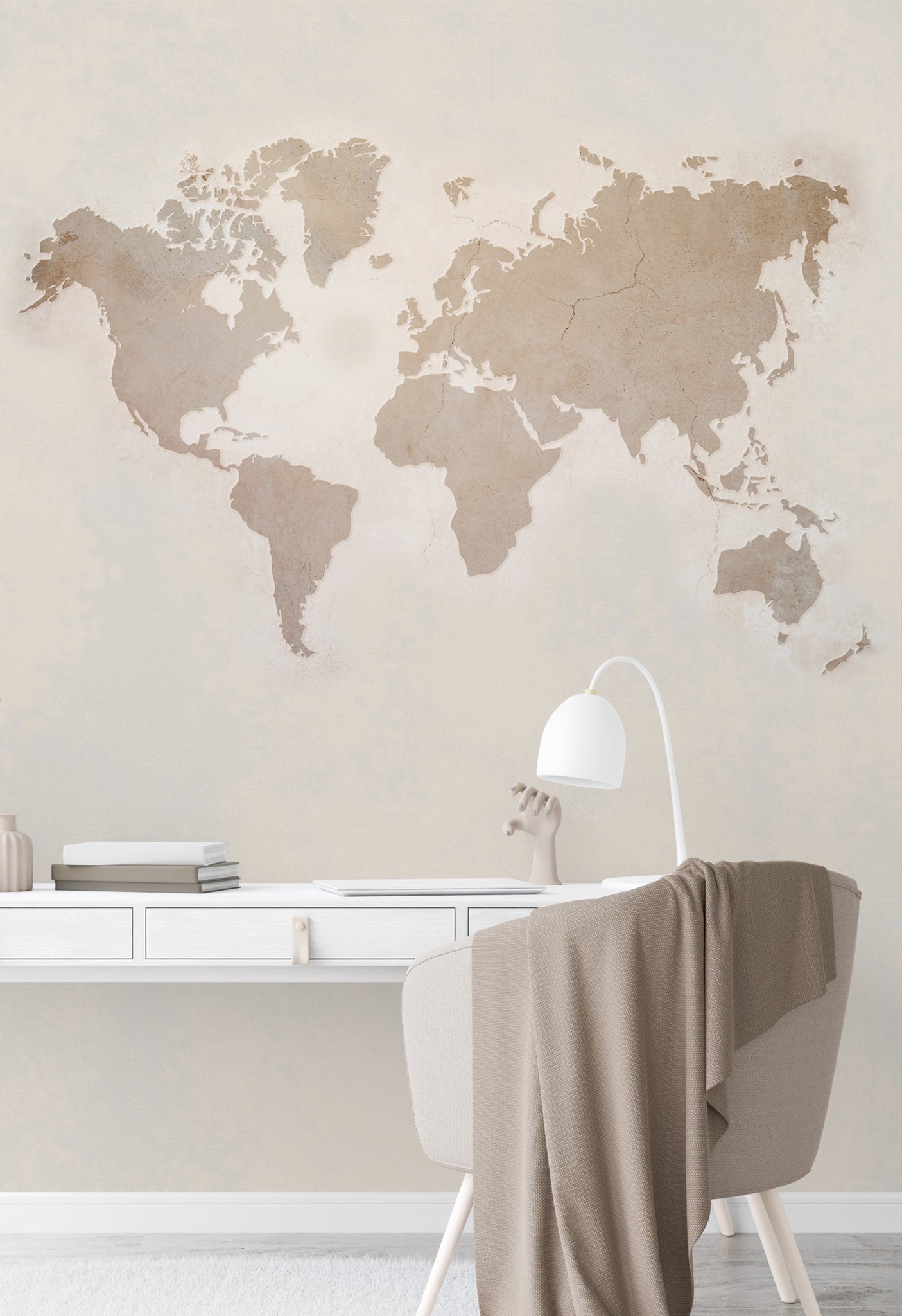 Carta da Parati Mappa del Mondo Minimalista - 2 rotoli di carta 90 cm x 260 cm - 4.68 mq