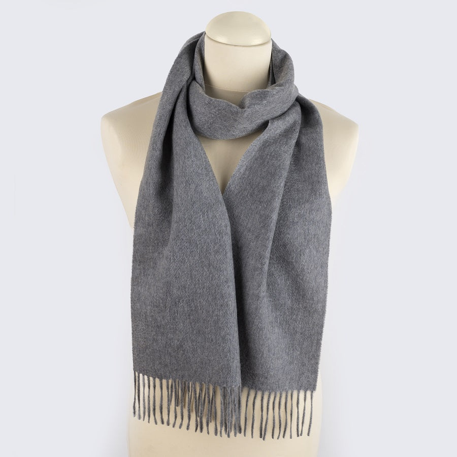 Sciarpa  "Biella Frange" colore grigio/avorio