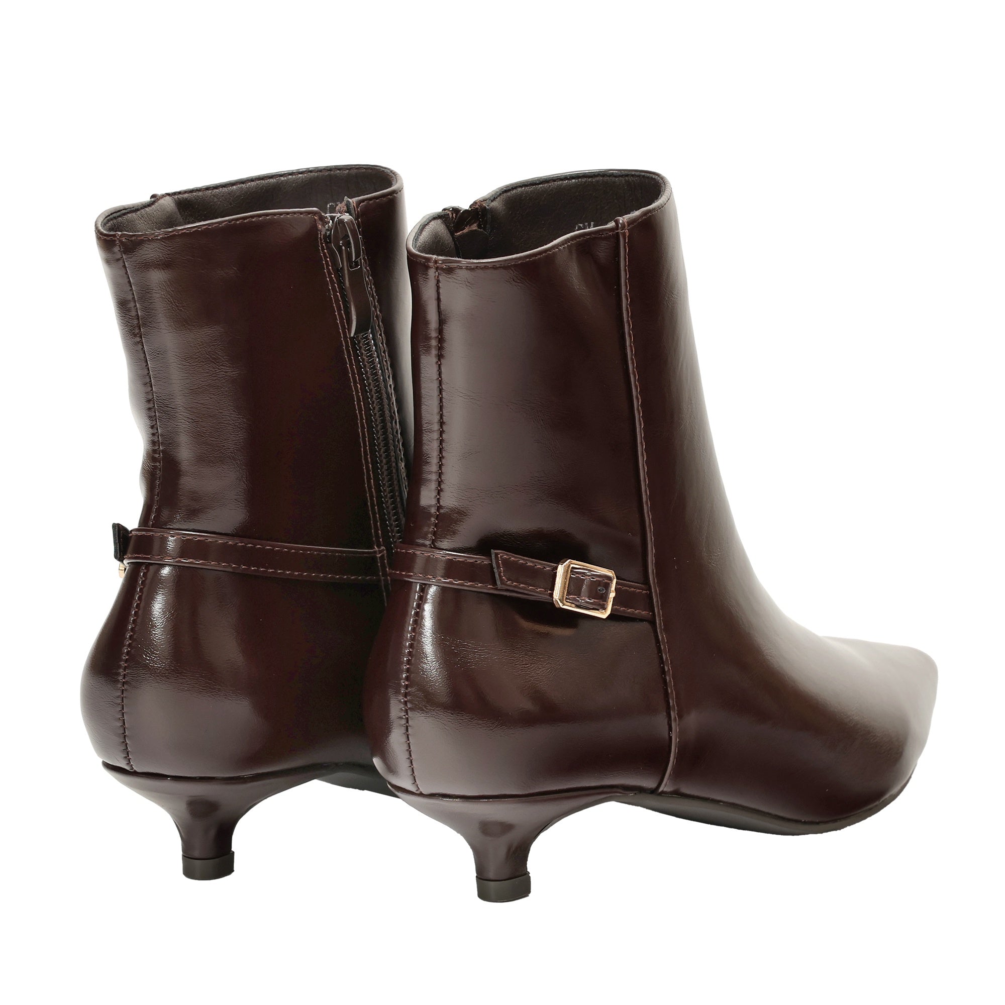 Tronchetto in simil pelle con tacco basso Marrone