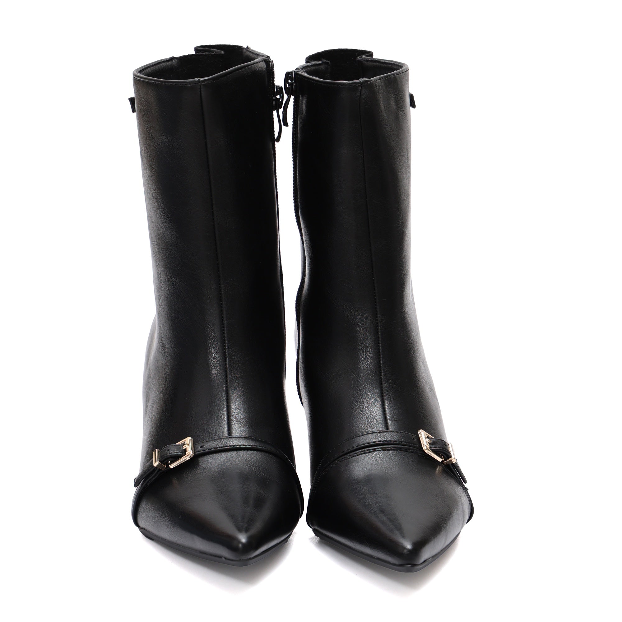 Stivali in simil pelle con tacco e cinturini Nero