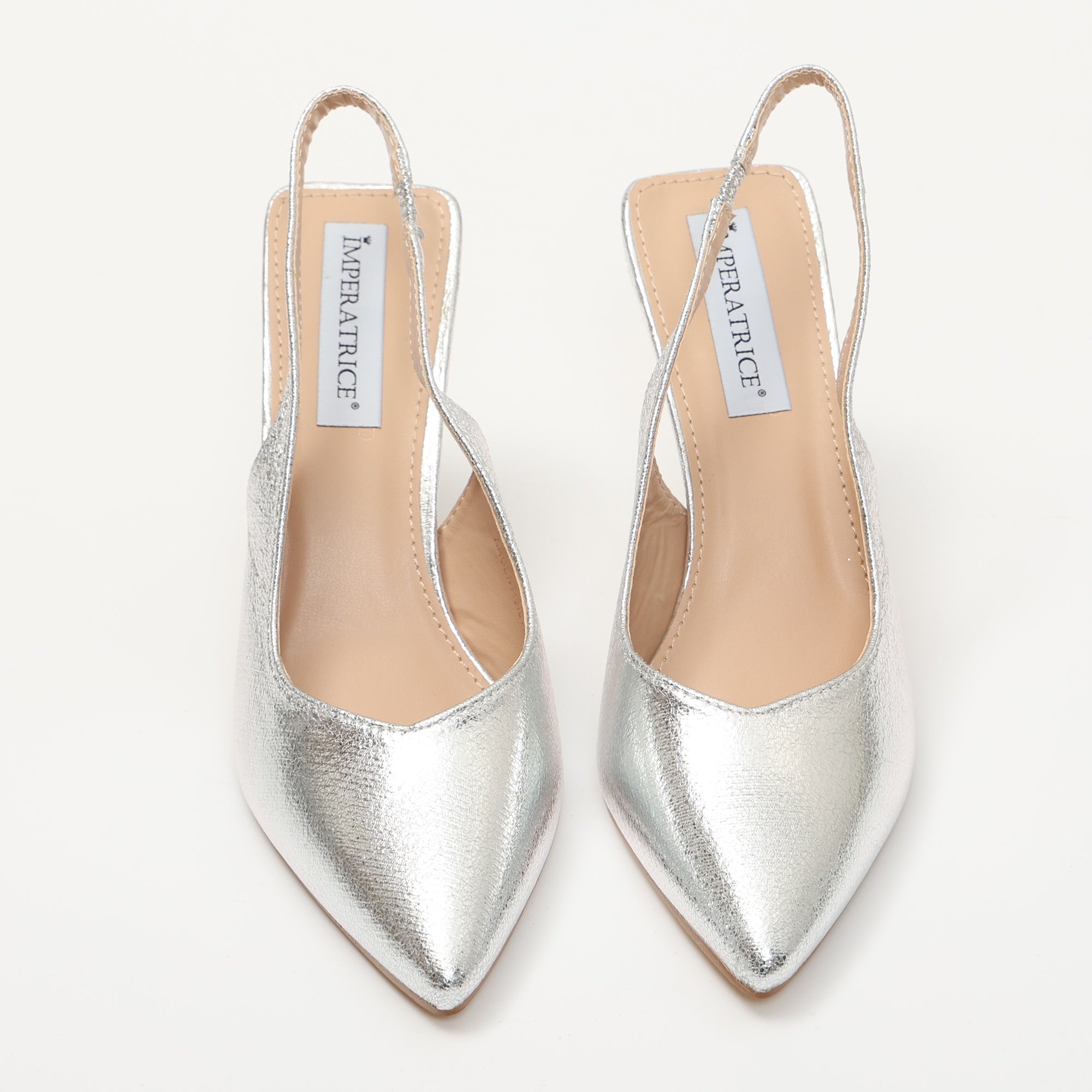Dècolletè slingback in simil pelle Argentato