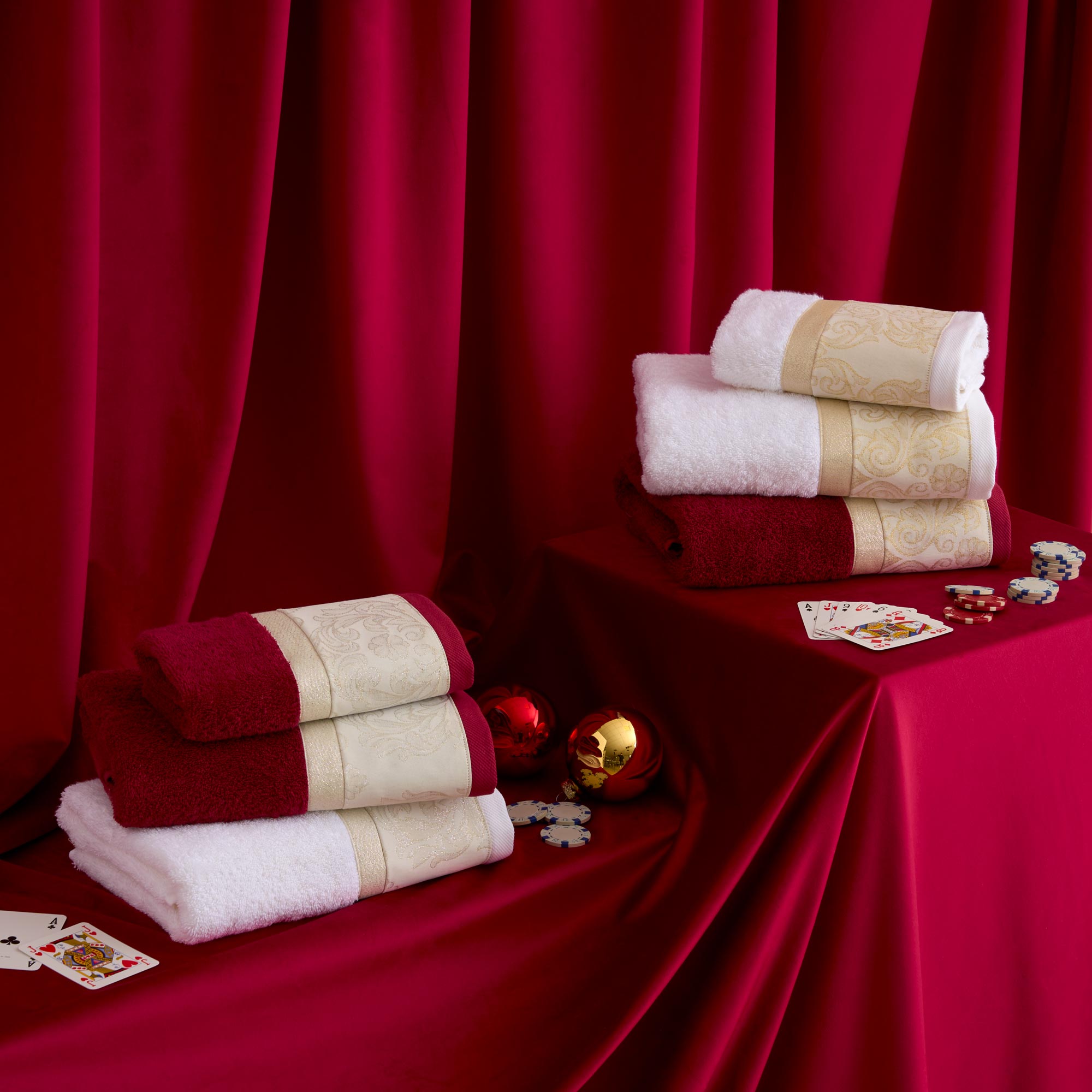 NEVE Set Asciugamani Viso + Ospite, Avorio/Oro