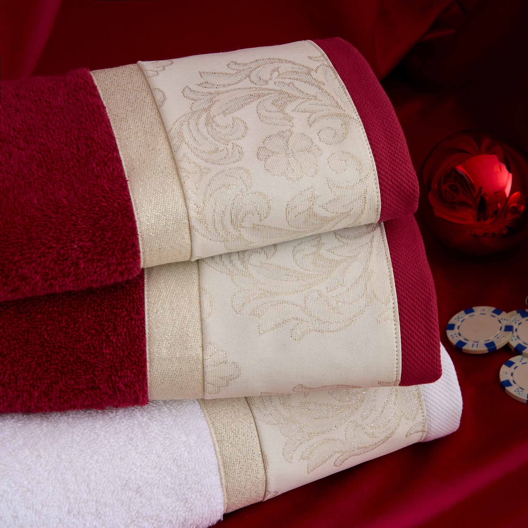 NEVE Set Asciugamani Viso + Ospite, Avorio/Argento