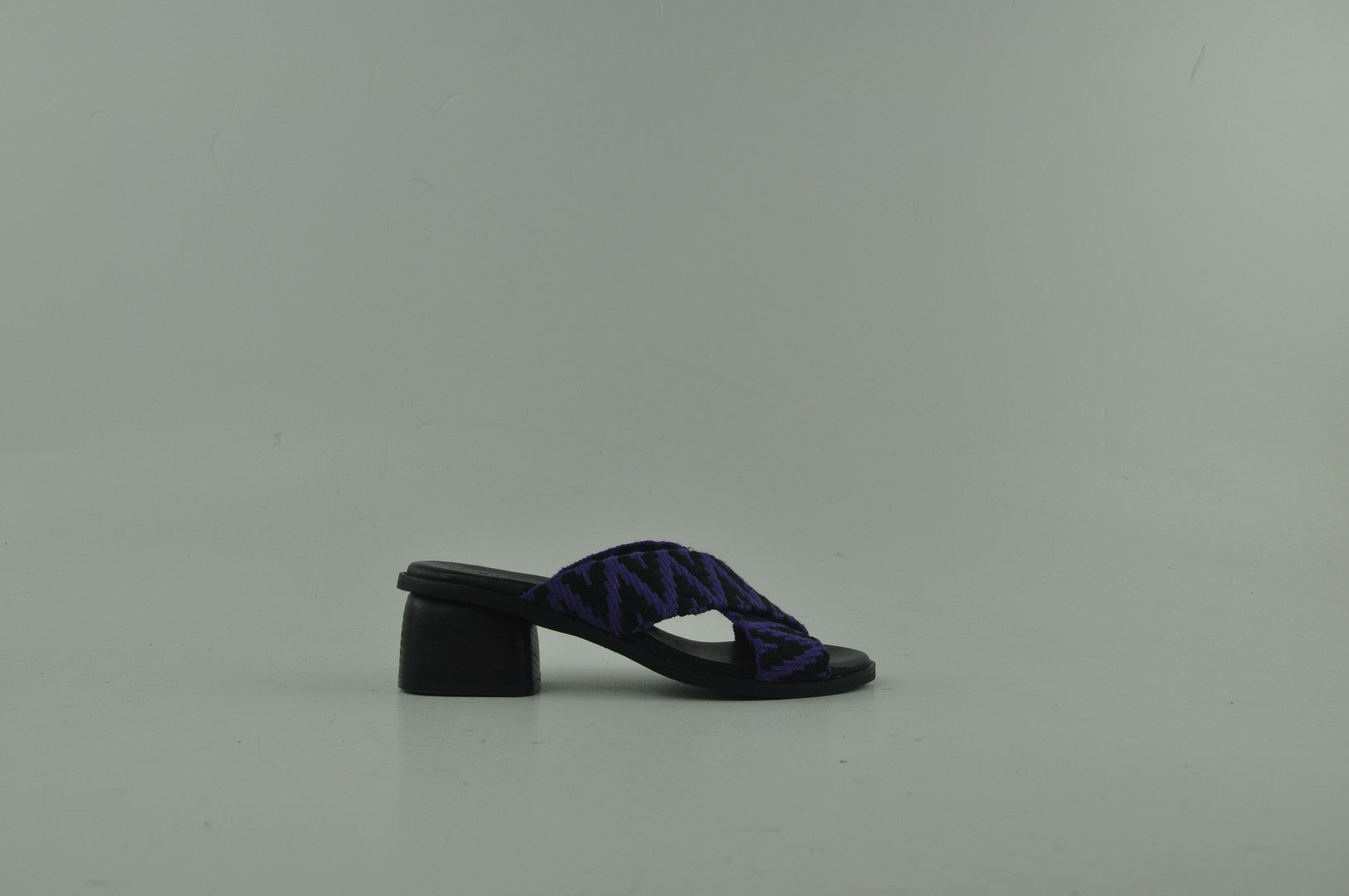 NAIROBI PELLE NERO - FASCIA NERO VIOLA - TACCO 50