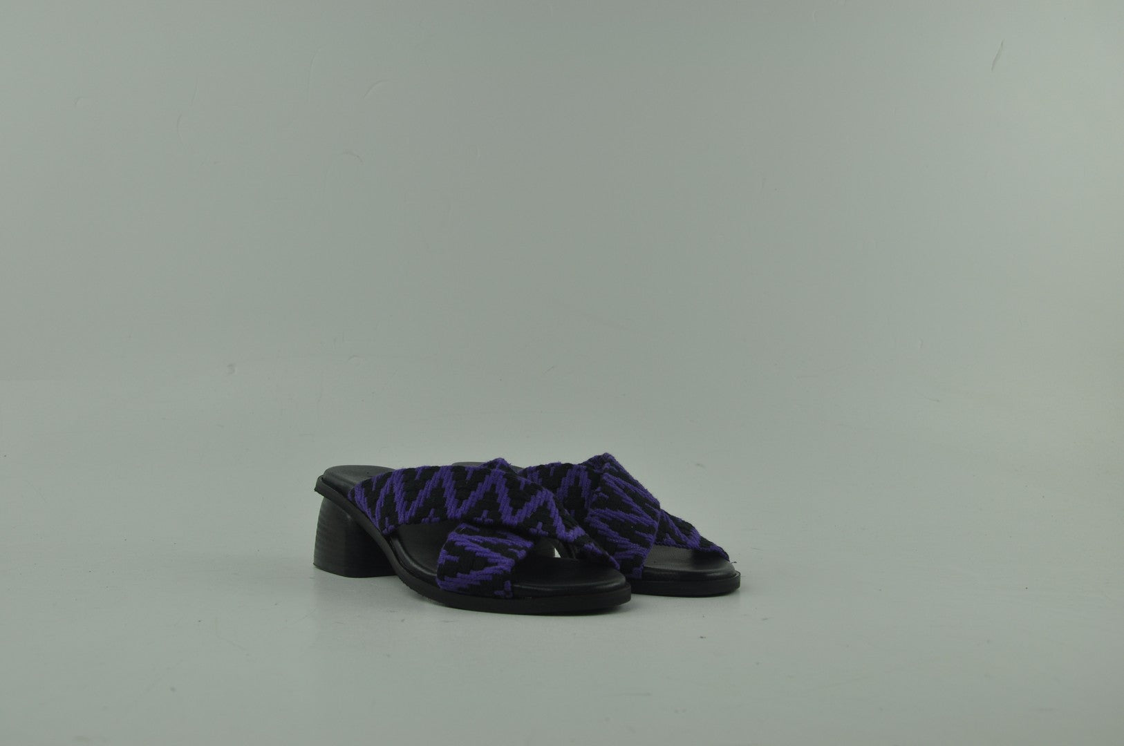 NAIROBI PELLE NERO - FASCIA NERO VIOLA - TACCO 50