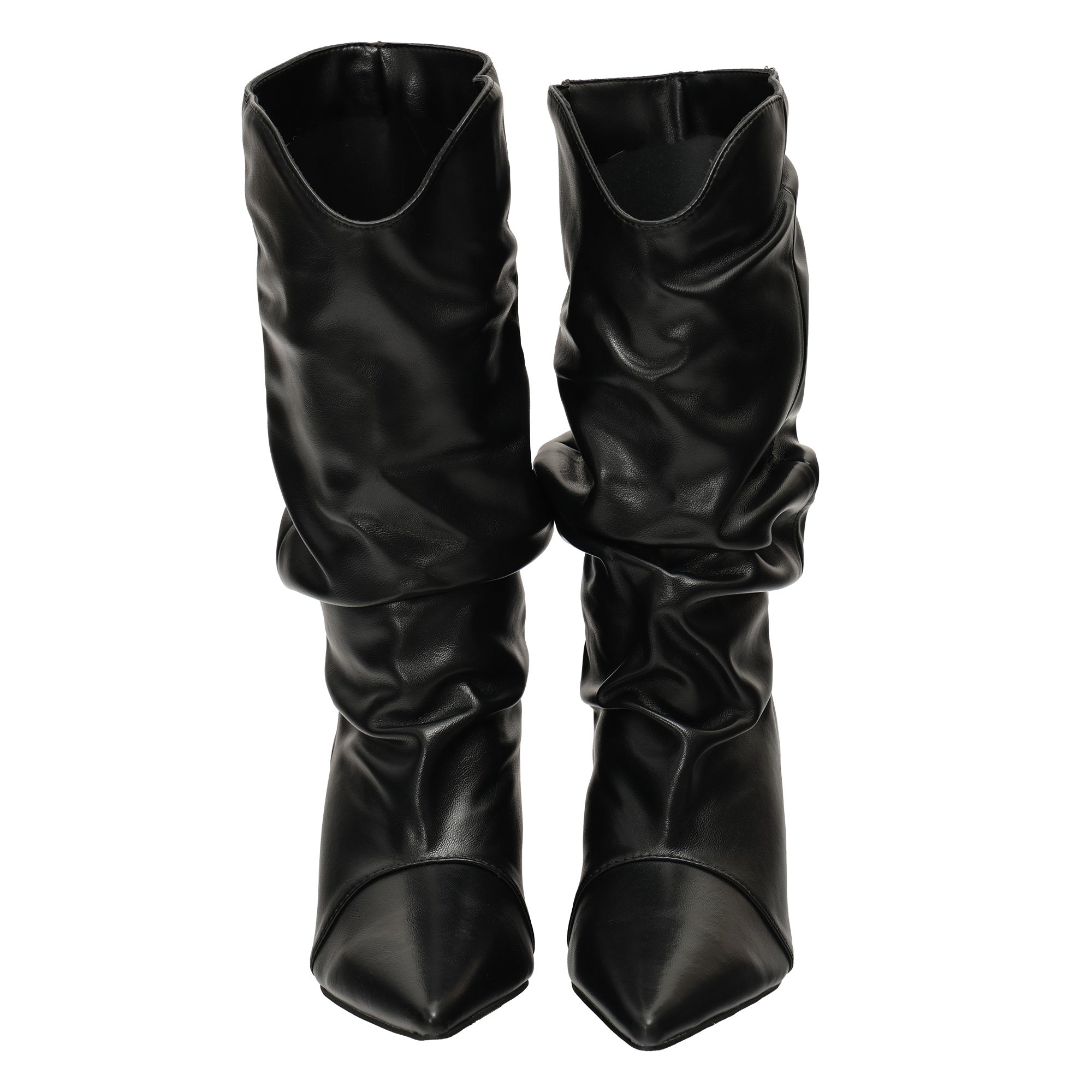 Stivaletto in simil pelle con tacco basso Nero