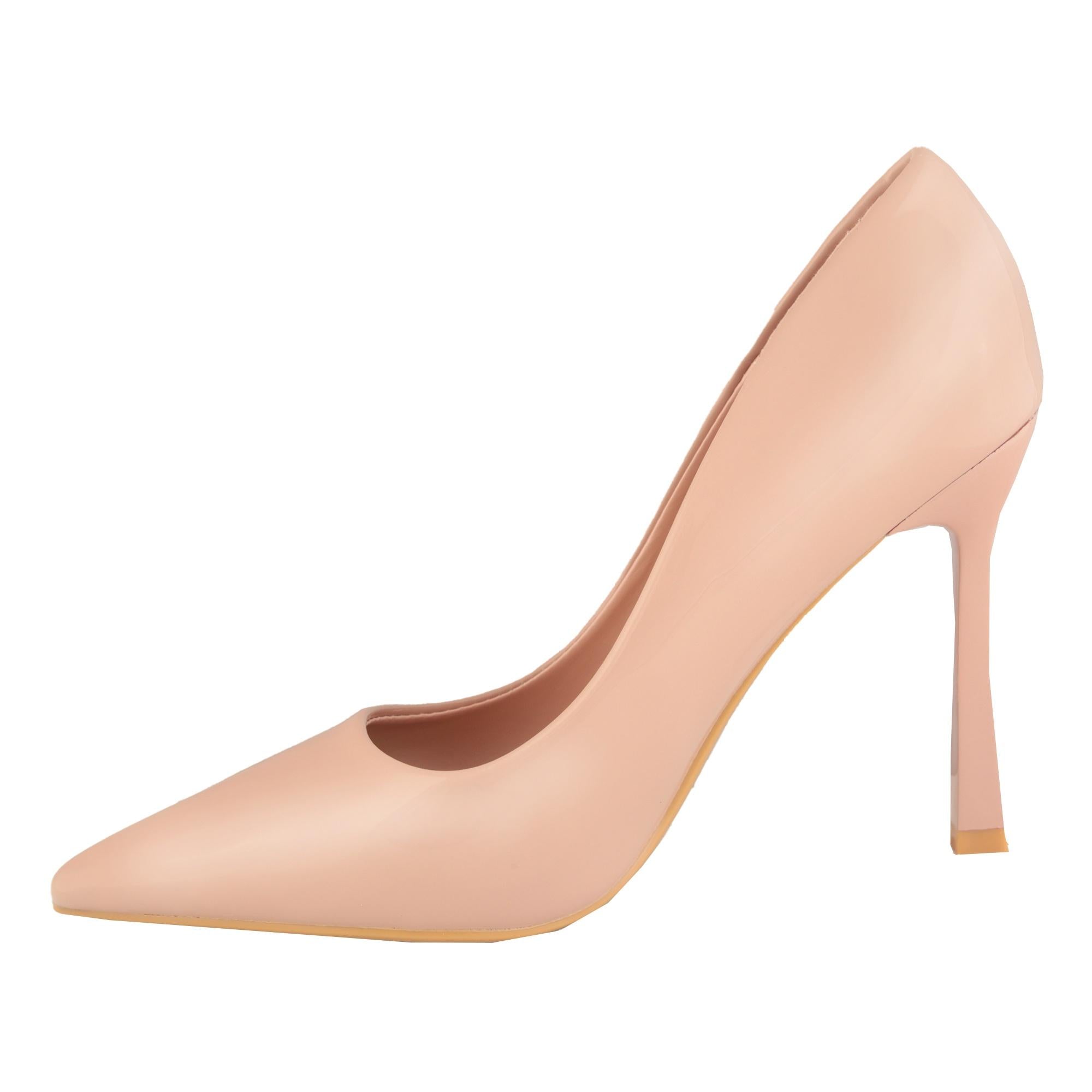 Dècolletè pumps verniciati con tacco alto a spillo Nude