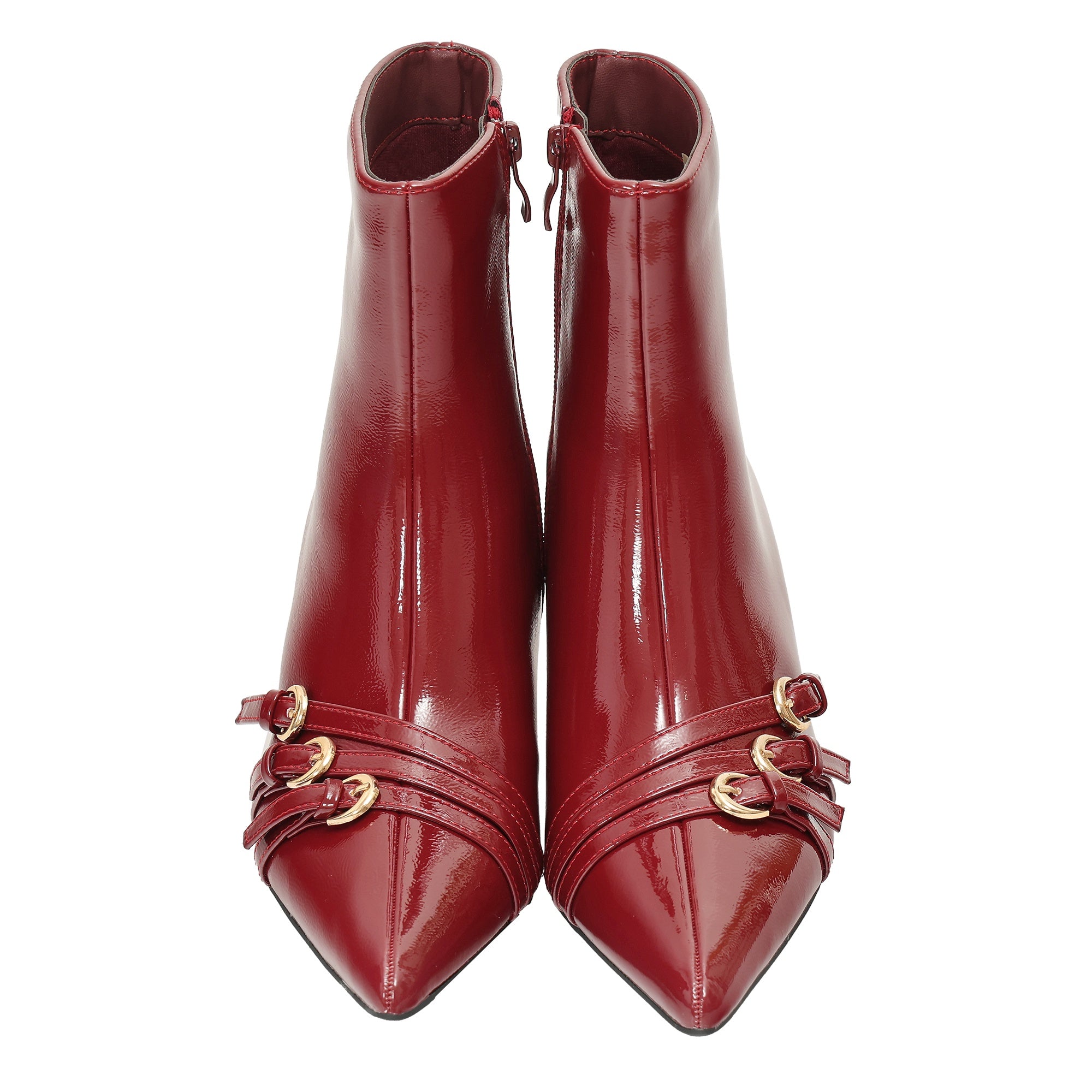 Tronchetto in simil pelle verniciata Bordeaux