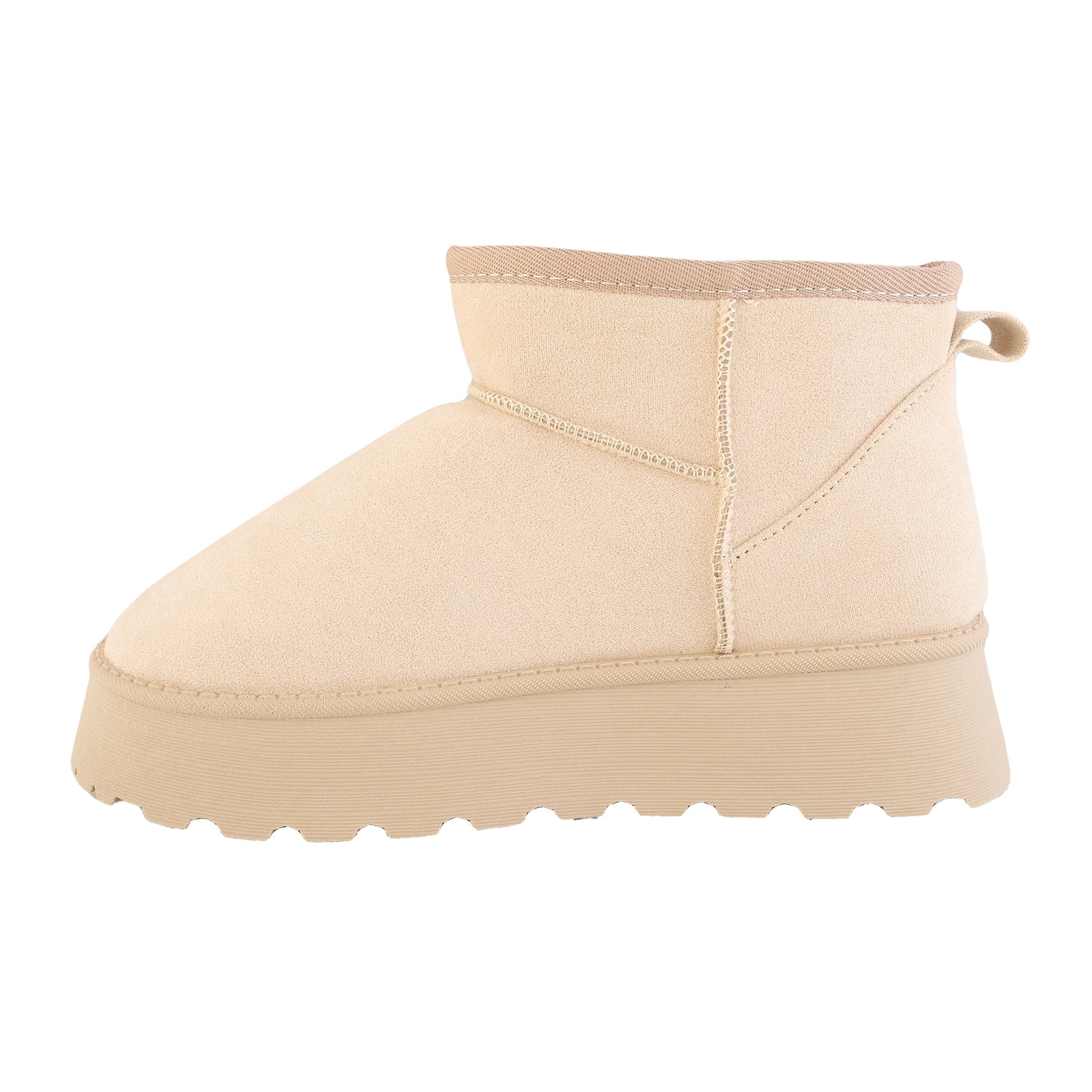 Stivaletti in simil camoscio imbottiti con platform Beige