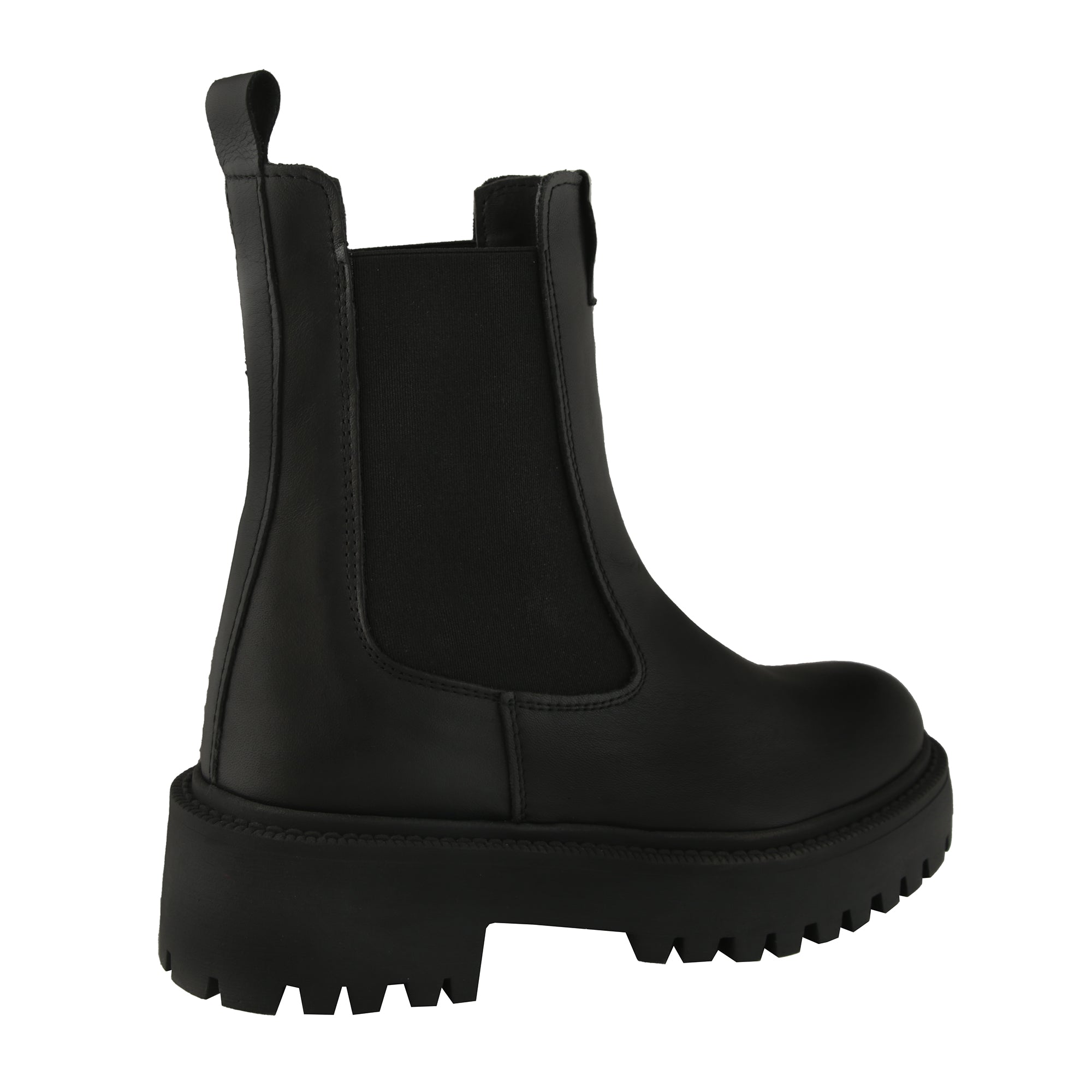 Stivaletti in vera pelle di vitello con bande elastiche laterali Nero