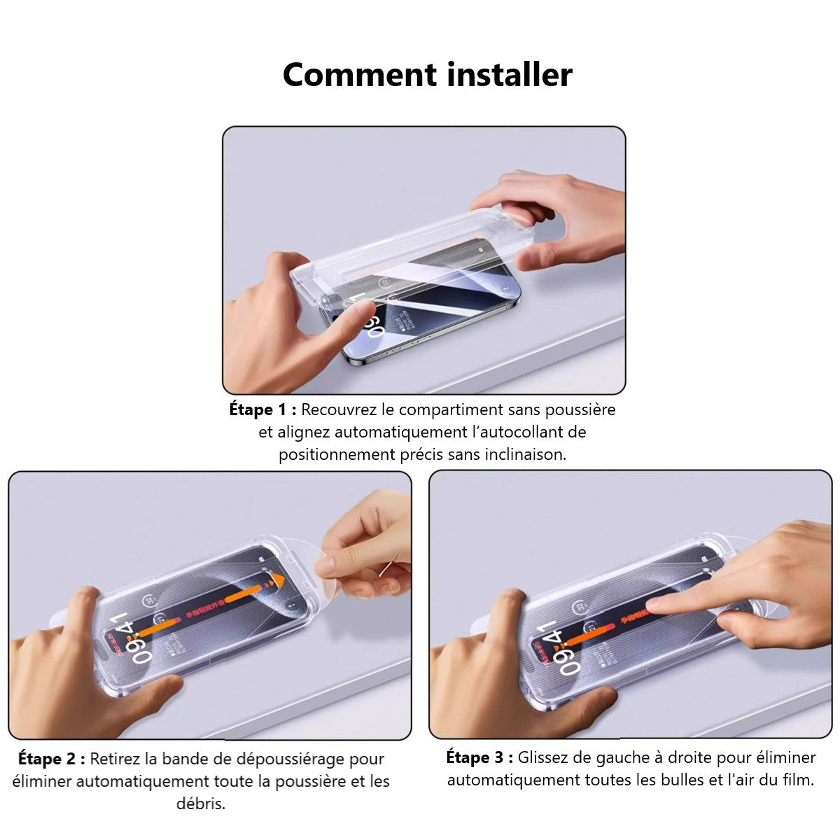 Pellicola Protettiva In Vetro Temperato Platino Per Iphone 15Promax - Antipolvere, Senza Bolle E Ad Alta Resistenza - Nero