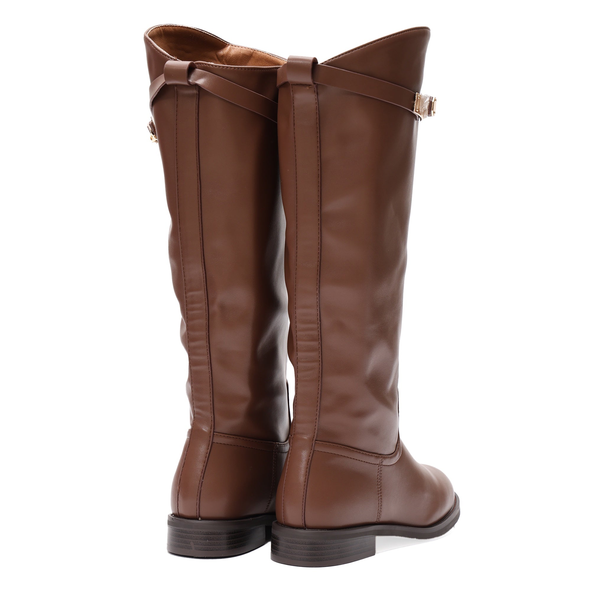 Stivale in simil pelle con fibbia dorata Khaki