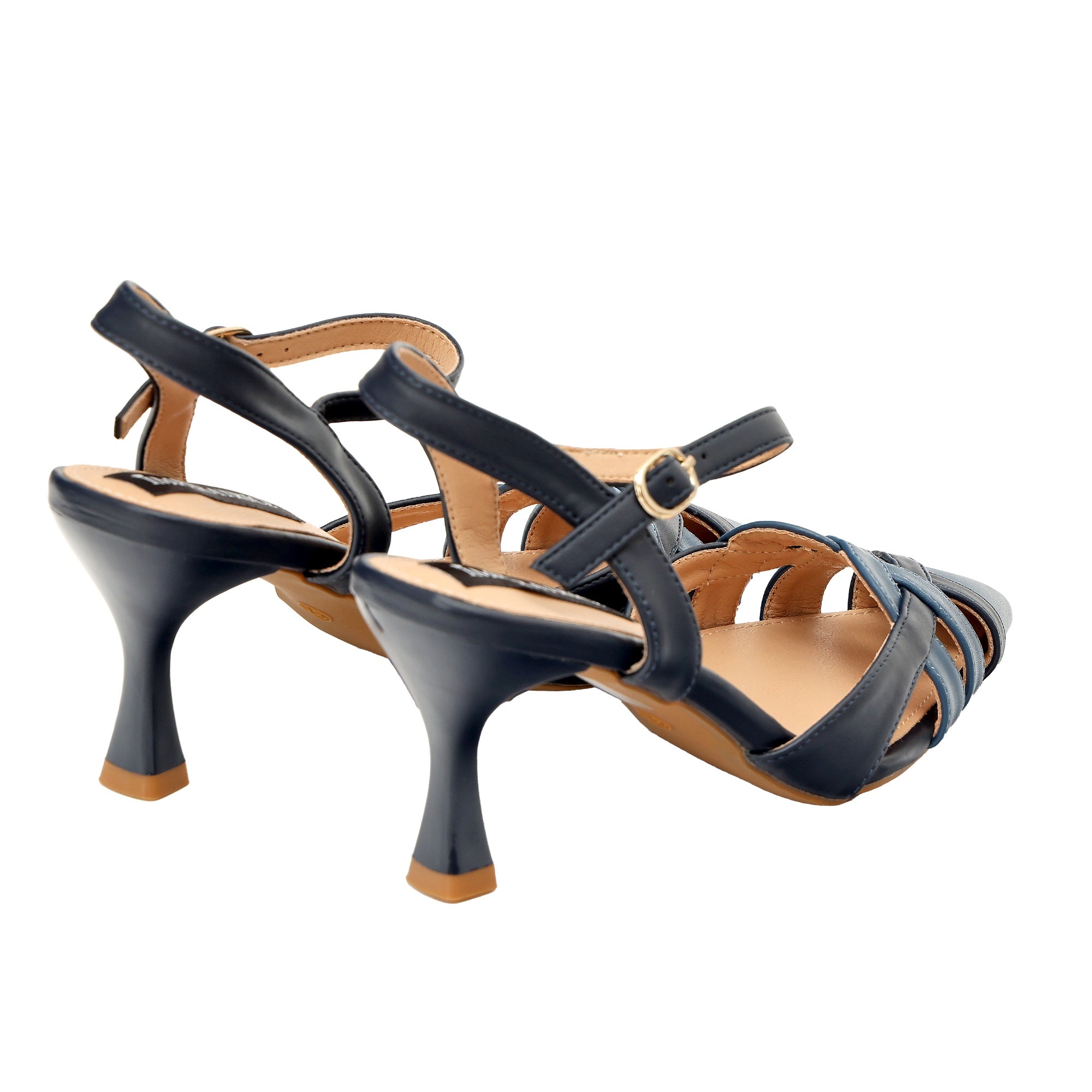 Sandali in simil pelle bicolore con incrocio sulla punta Blu