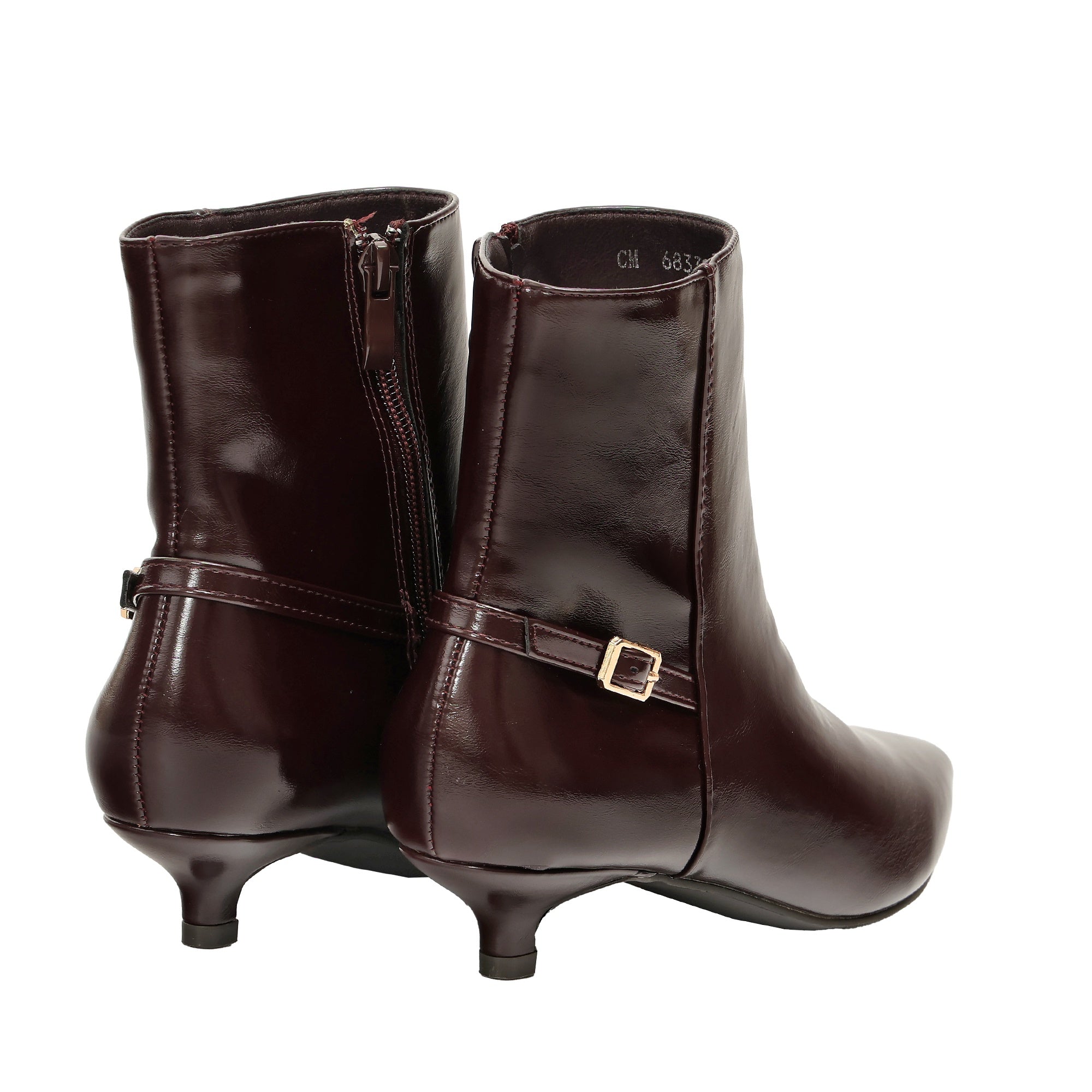 Tronchetto in simil pelle con tacco basso Bordeaux