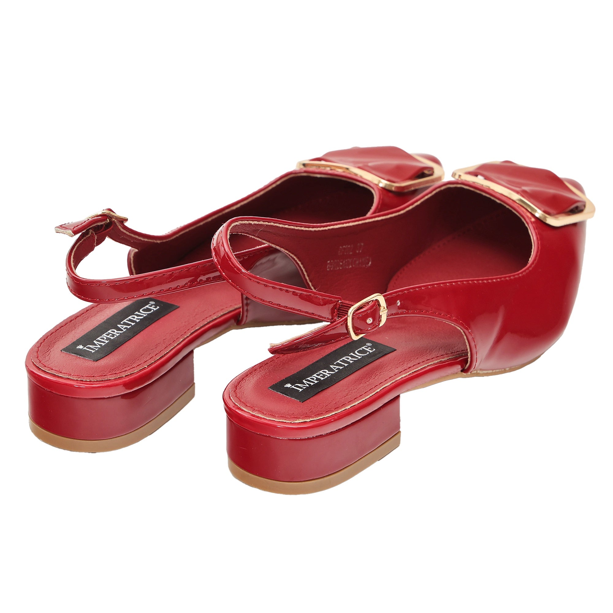 Ballerine in simil pelle verniciata con applicazione Bordeaux