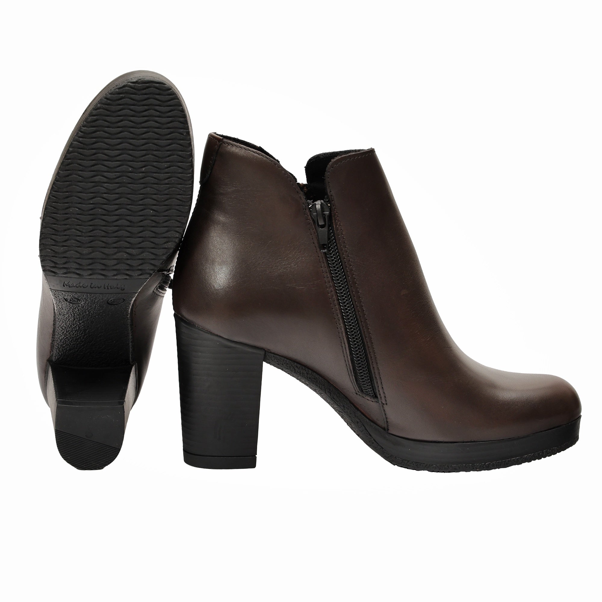 Tronchetto in Vera Pelle con Tacco e Plateau Testa di Moro