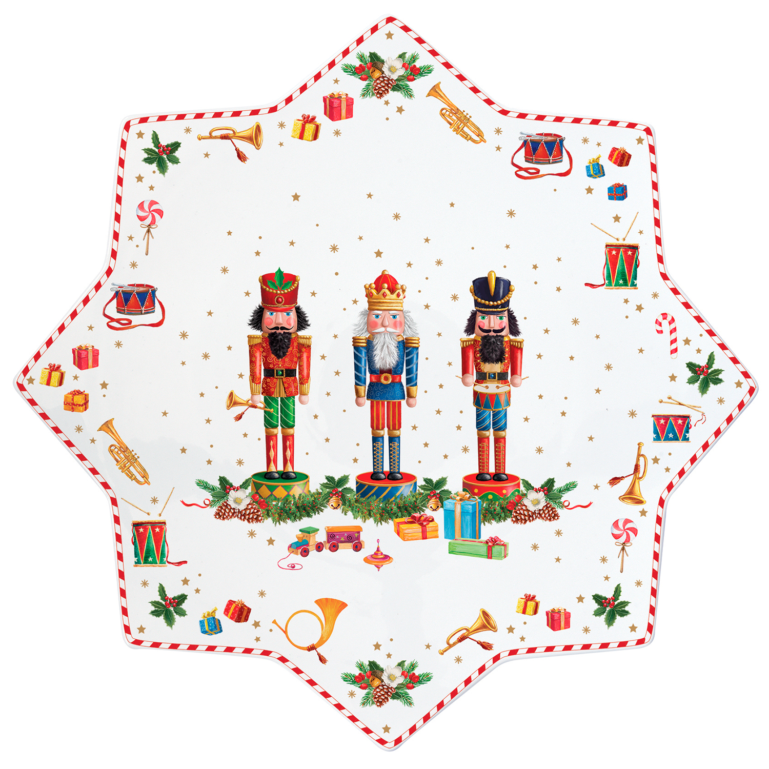 Set da torta in porcellana Ø 32 cm in c.b. VINTAGE NUTCRACKER