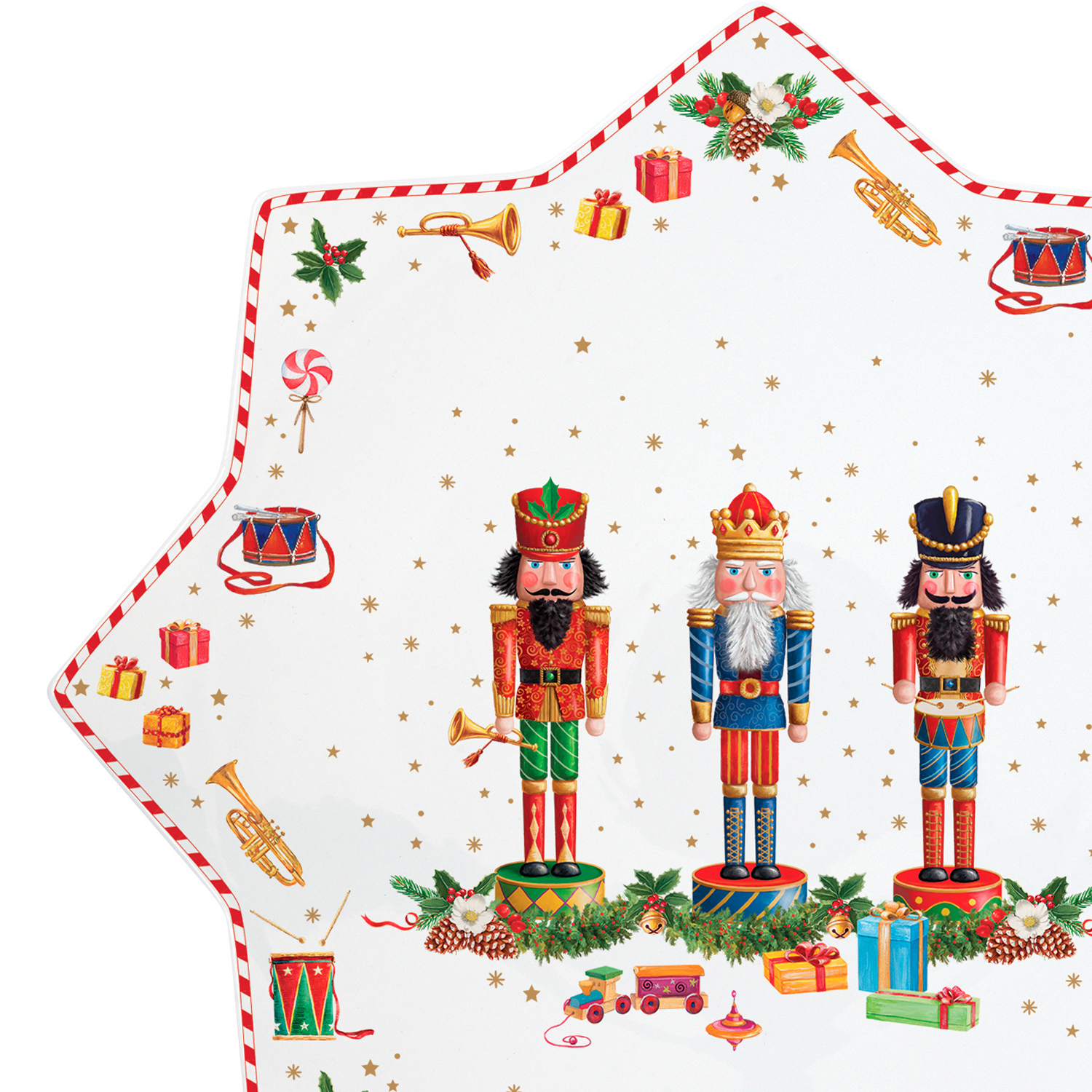 Set da torta in porcellana Ø 32 cm in c.b. VINTAGE NUTCRACKER