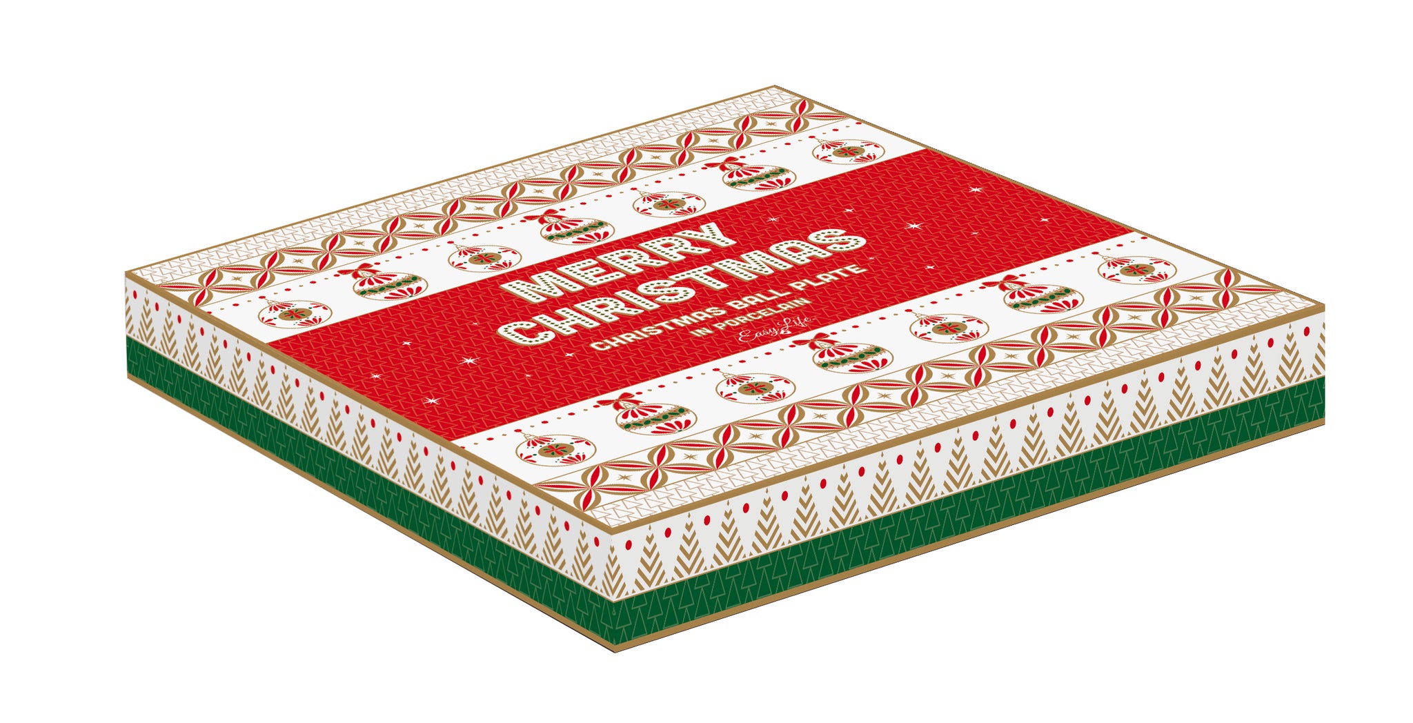 Piatto in porcellana Ø 20 cm forma pallina Natale in gift box ENJOY YOUR CHRISTMAS