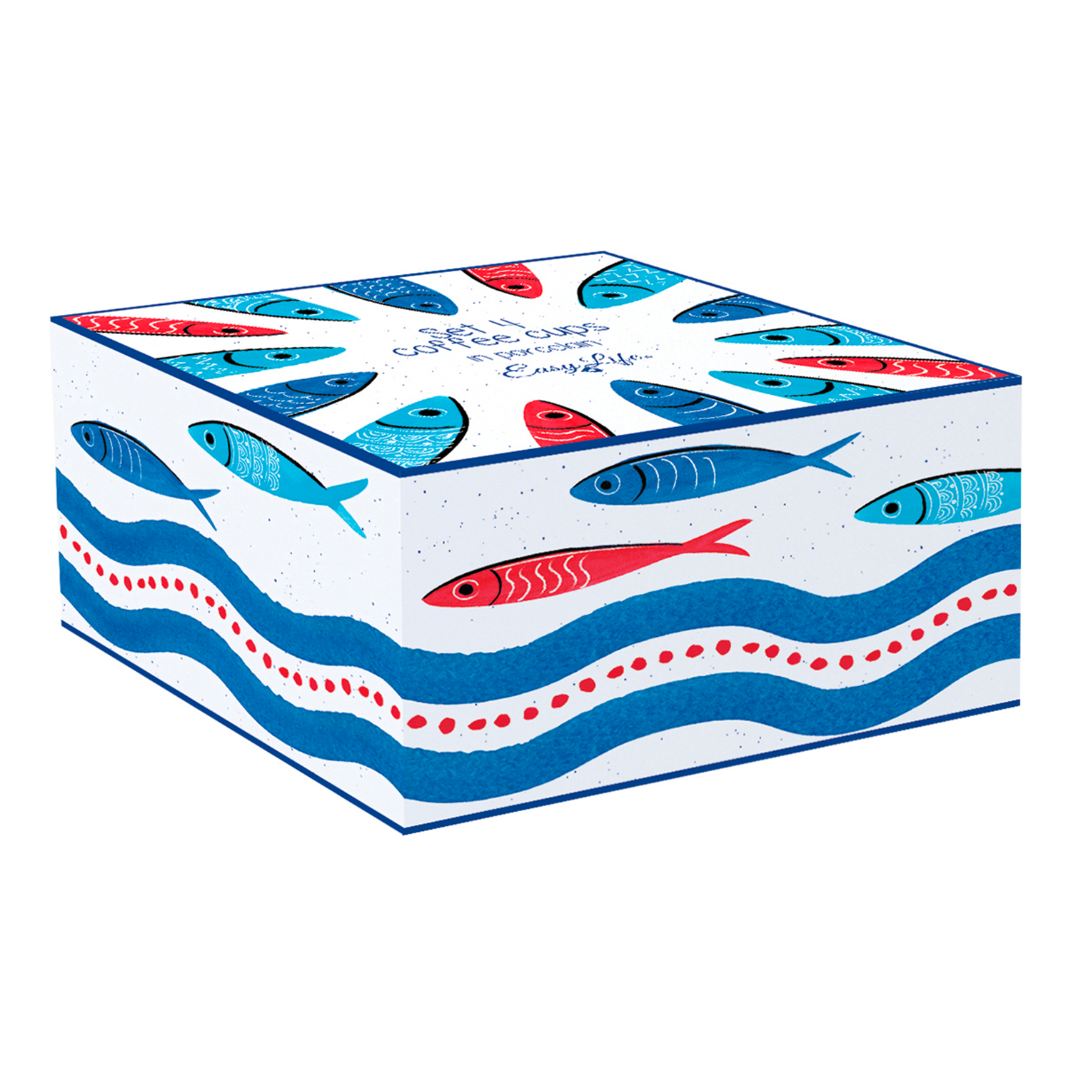 Set 4 tazzine da caffè assortite in porcellana 120 ml in scatola SARDINE'S PARTY