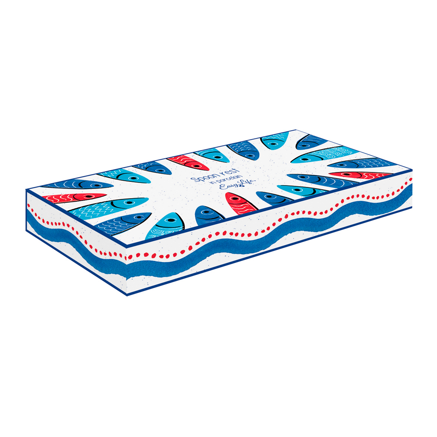 Poggia mestolo in porcellana 26x12 cm in color box SARDINE'S PARTY