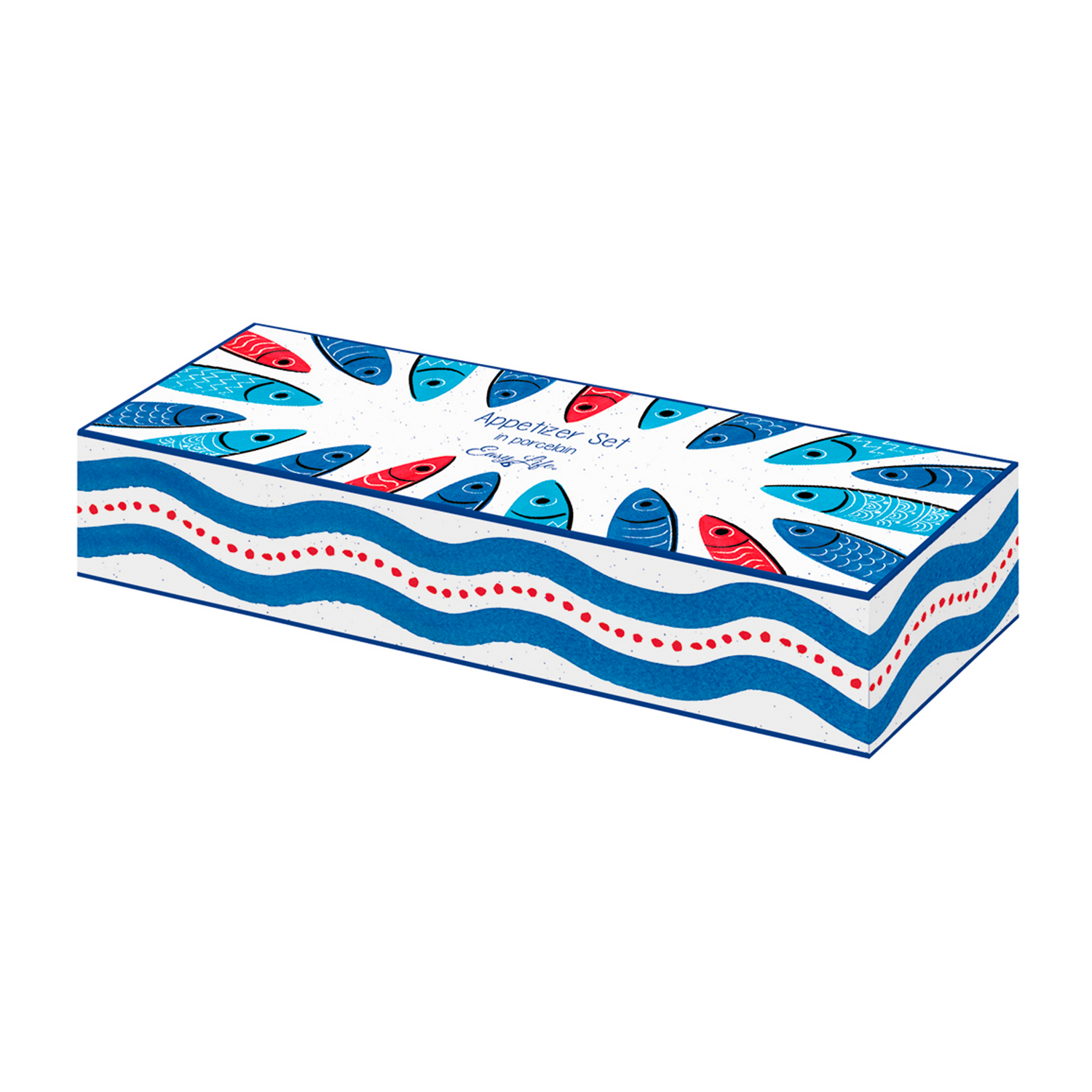 Set antipasto c/3 ciotole in porcellana su vassoio in bambù 28x10 in scatola SARDINE'S P