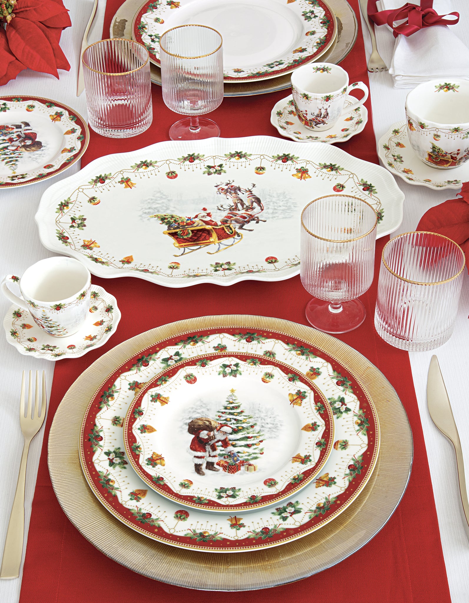 Piatto da portata in porcellana 40x25,5 cm in scatola colorata NOSTALGIC CHRISTMAS