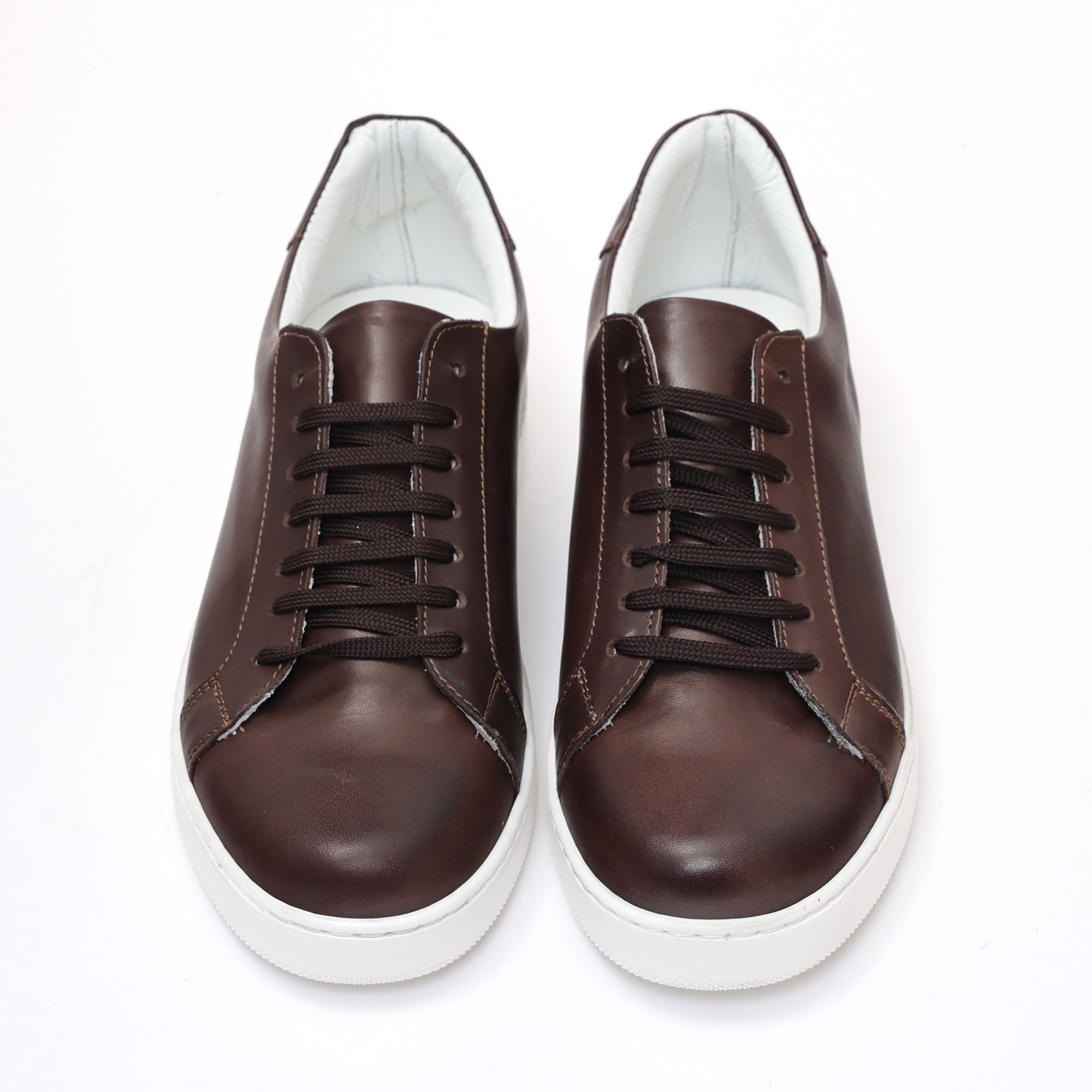 Sneakers stringate in pelle di vitello Testa di moro