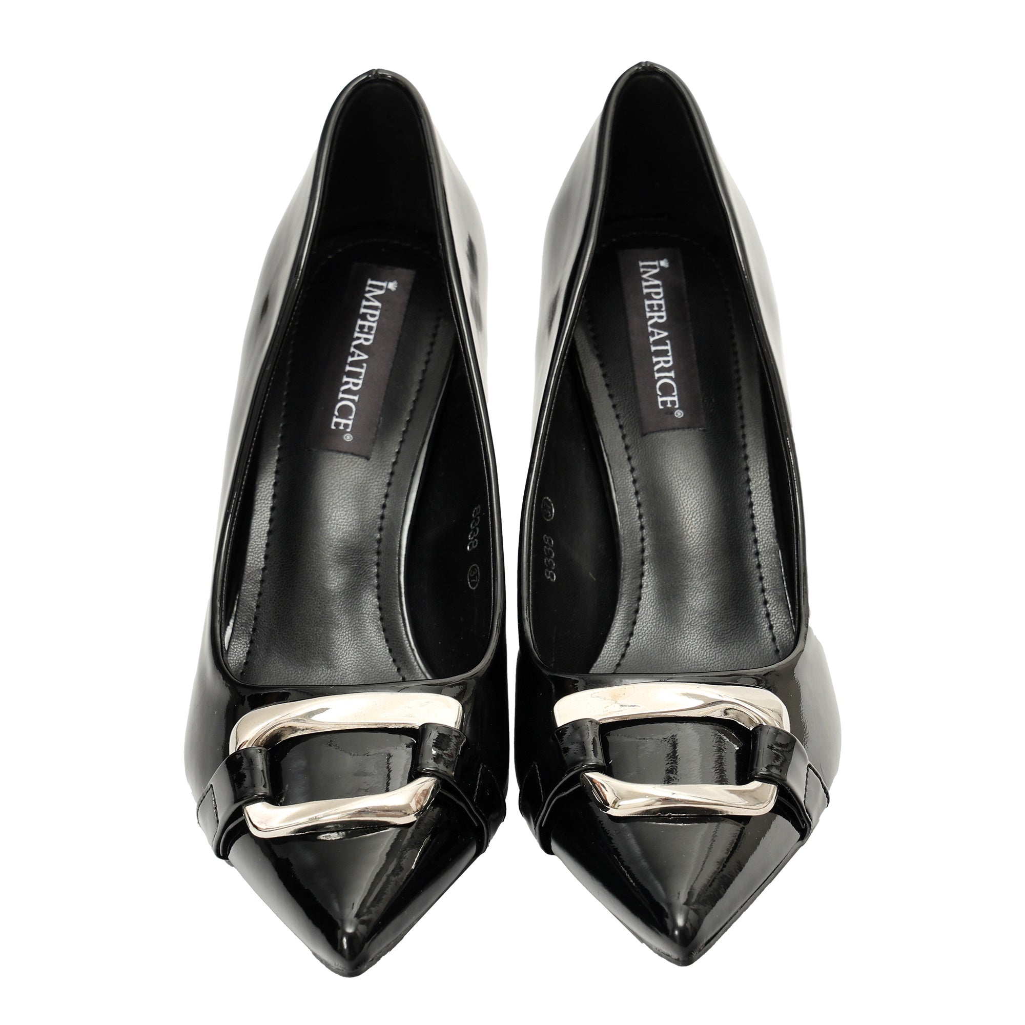 Decolletè in simil pelle verniciata con fibbia  Nero