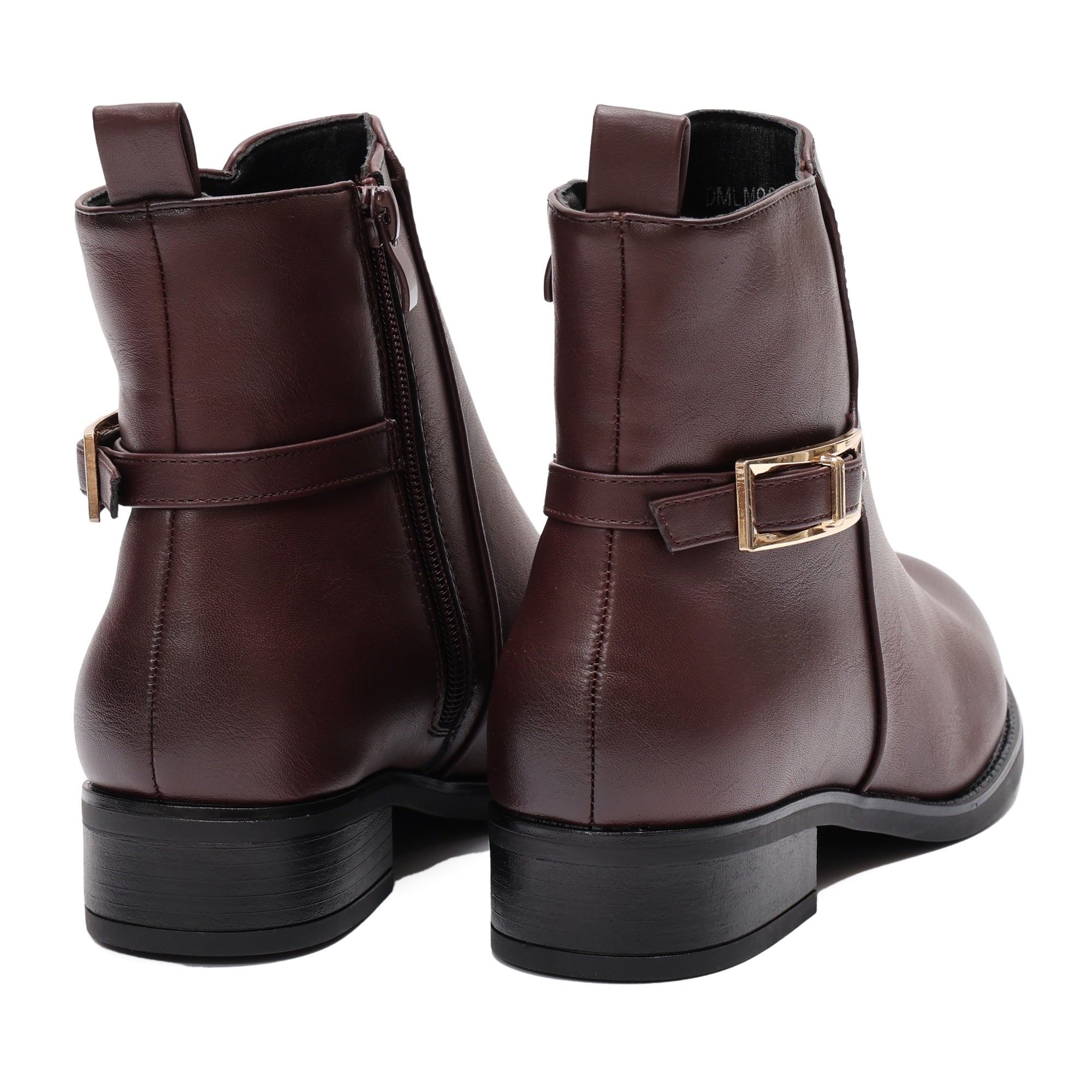 Stivaletti in simil pelle con fibbia dorata Bordeaux