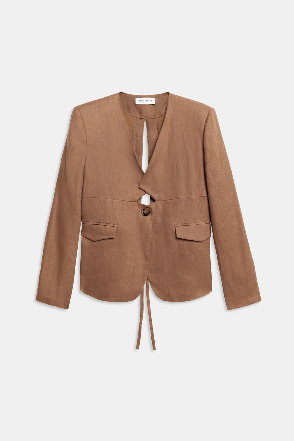 BLAZER MONOPETTO IN LINO Marrone