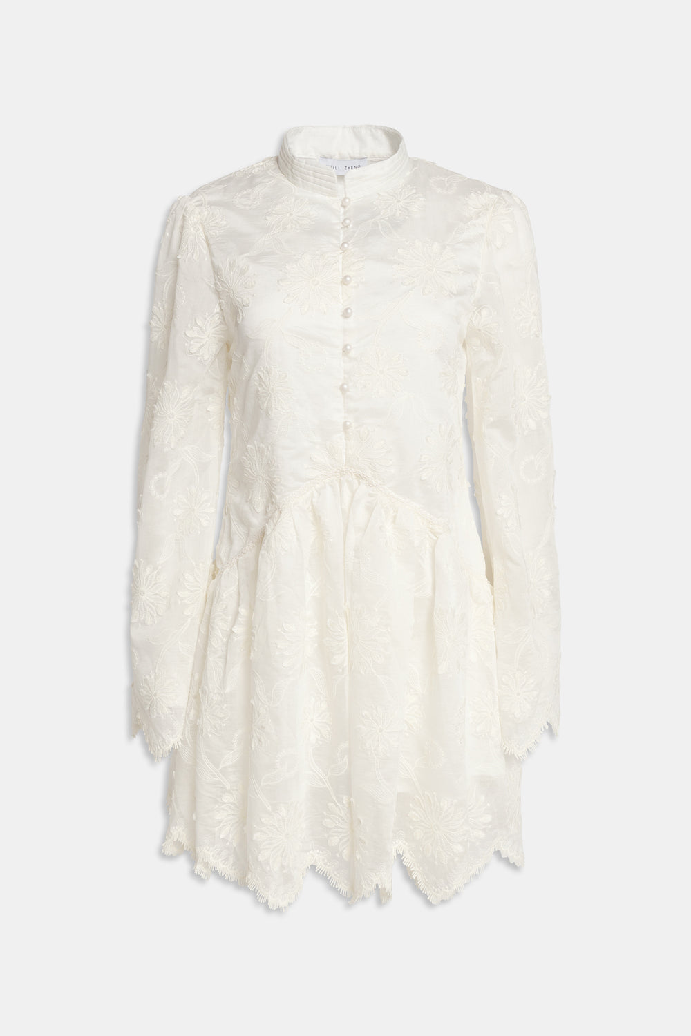 Abito corto in mussola ricamata