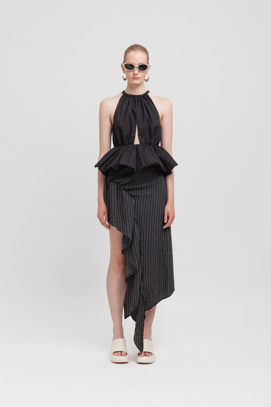 Gonna asimmetrica in popeline