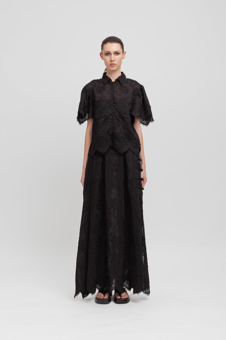 Camicia polo in mussola ricamata