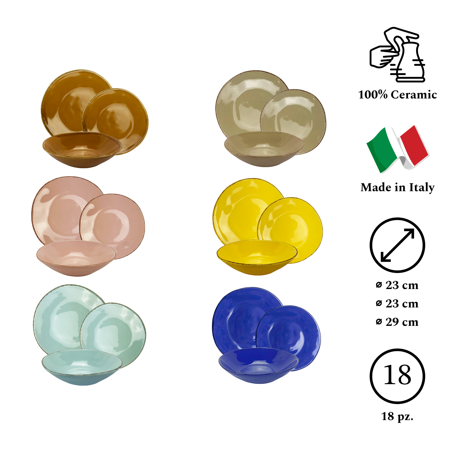 MATERIA Set Da 18 Piatti Assortiti