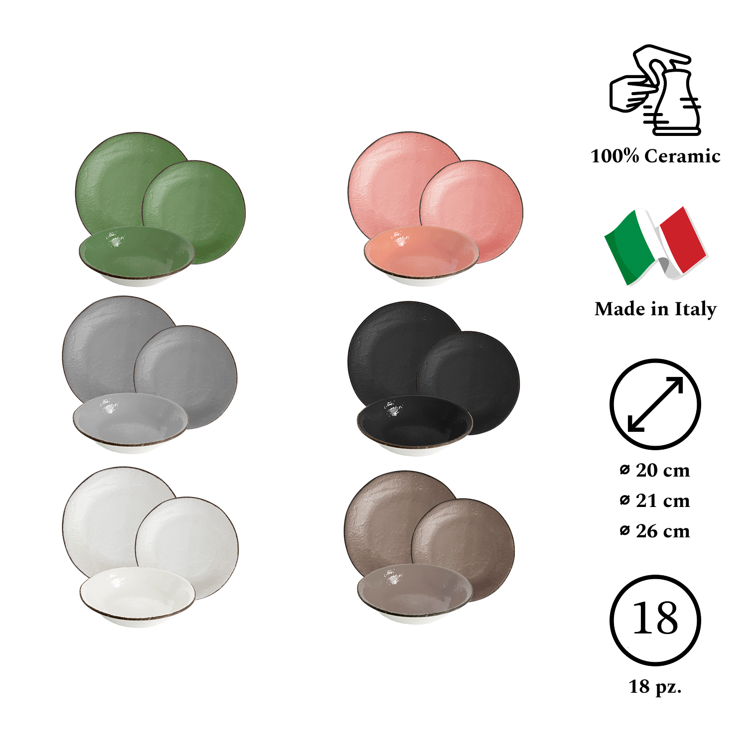 PRETA Set piatti da18 pezzi colori Tenui